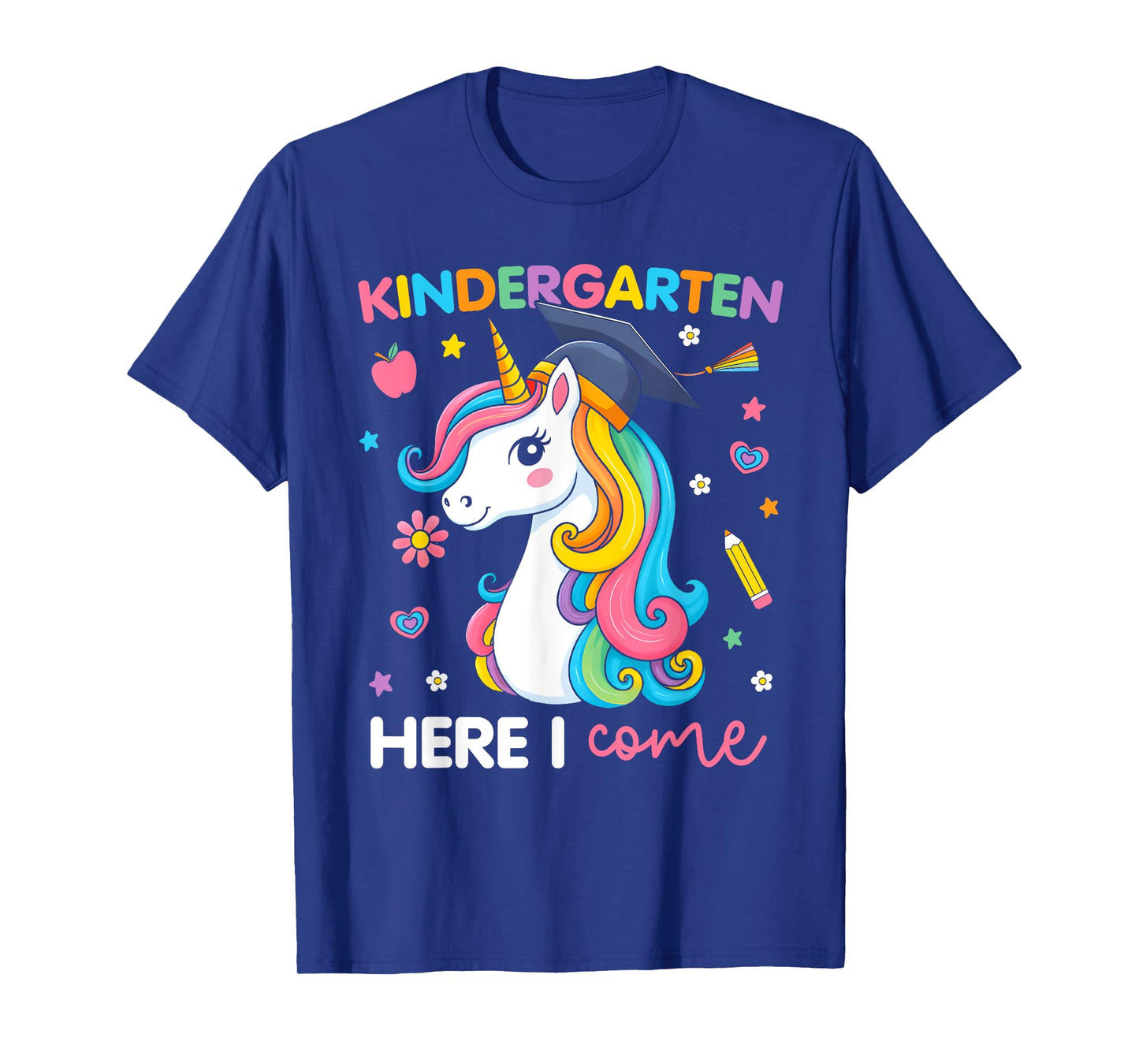 Kindergarten Here I Come Unicorn Girls Kids Back To School T-Shirt