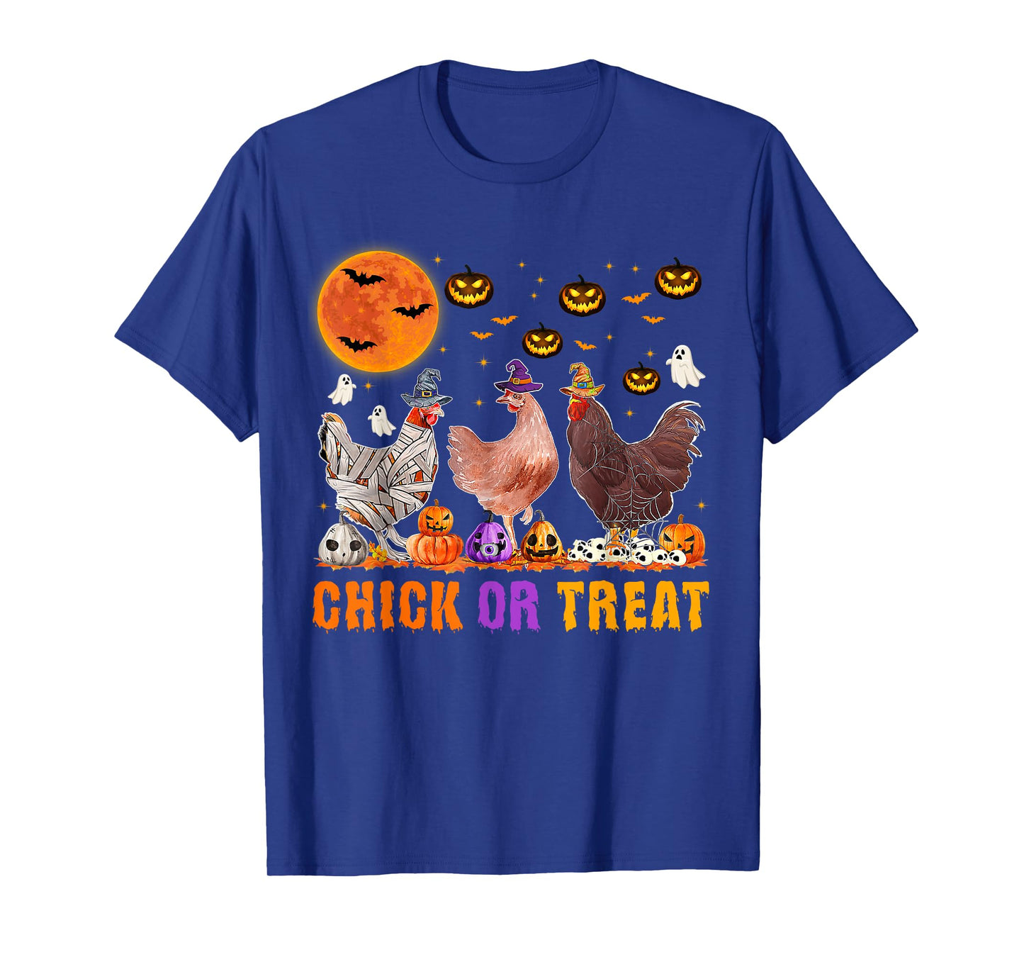 Halloween Chick or Treat Pumpkin Chicken Girl Farmer T-Shirt