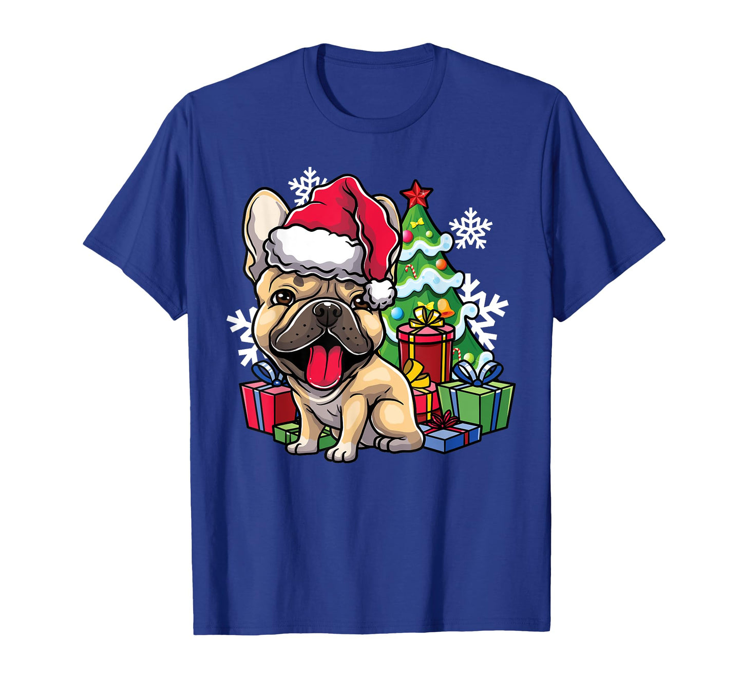 French Bulldog Christmas Santa Hat Xmas Dog Lover Gift T-Shirt for Men Women Kids