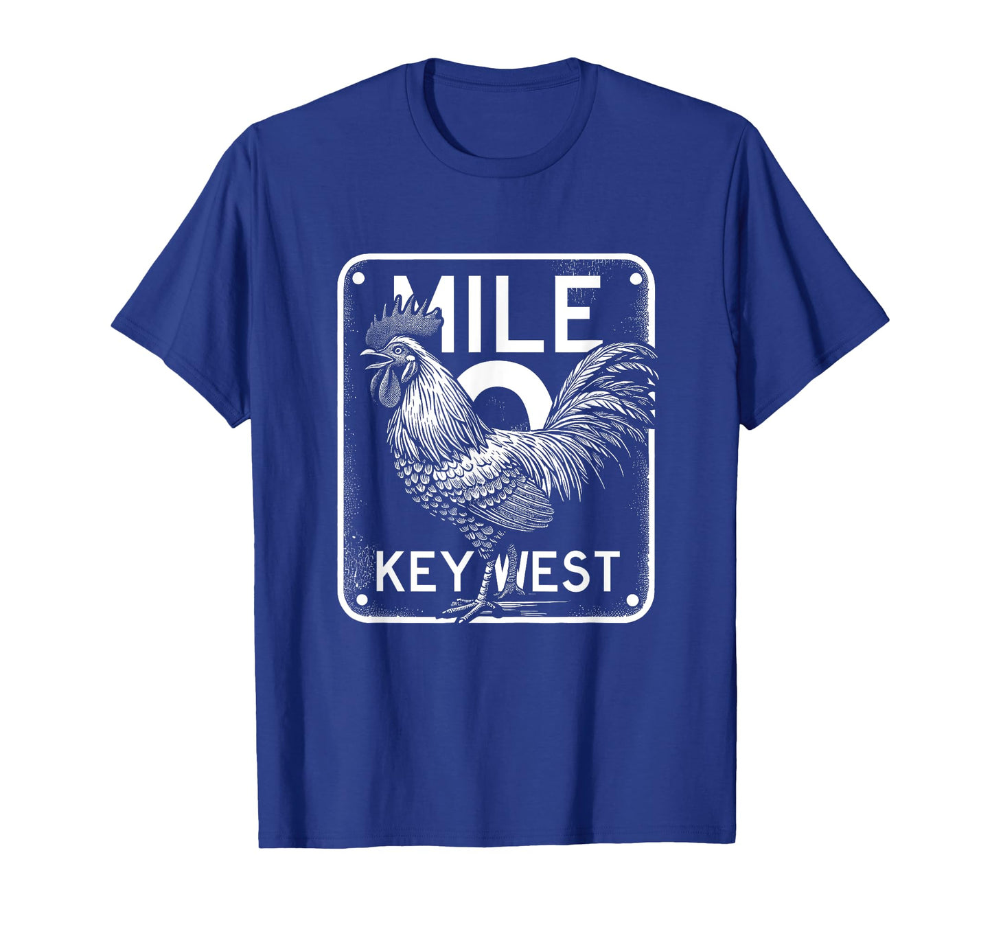 Key West Florida Chicken Retro Mile 0 Rooster Mile Marker T-Shirt