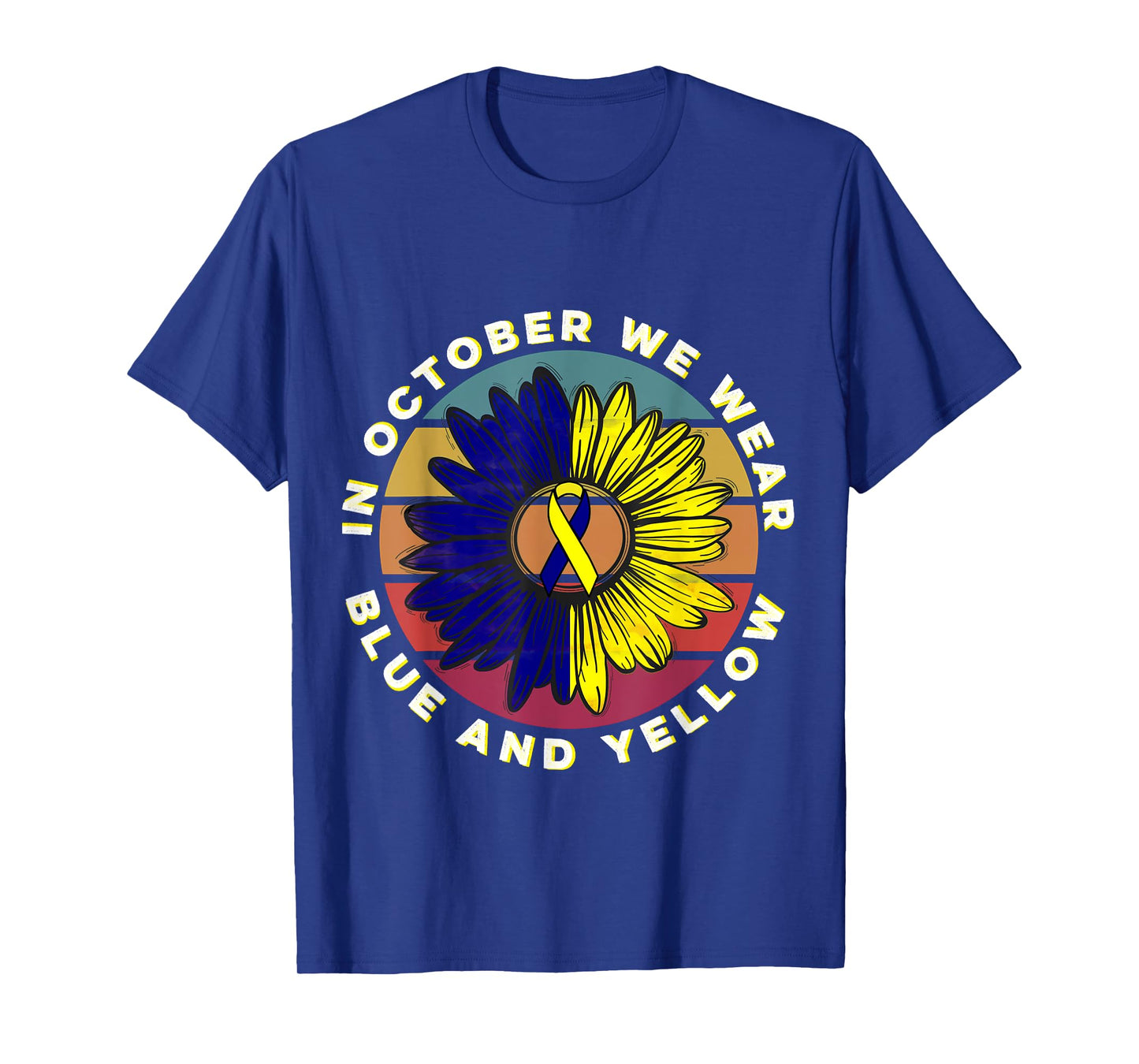 In October We Wear Blue And Yellow Down Syndrome Awareness T-Shirt