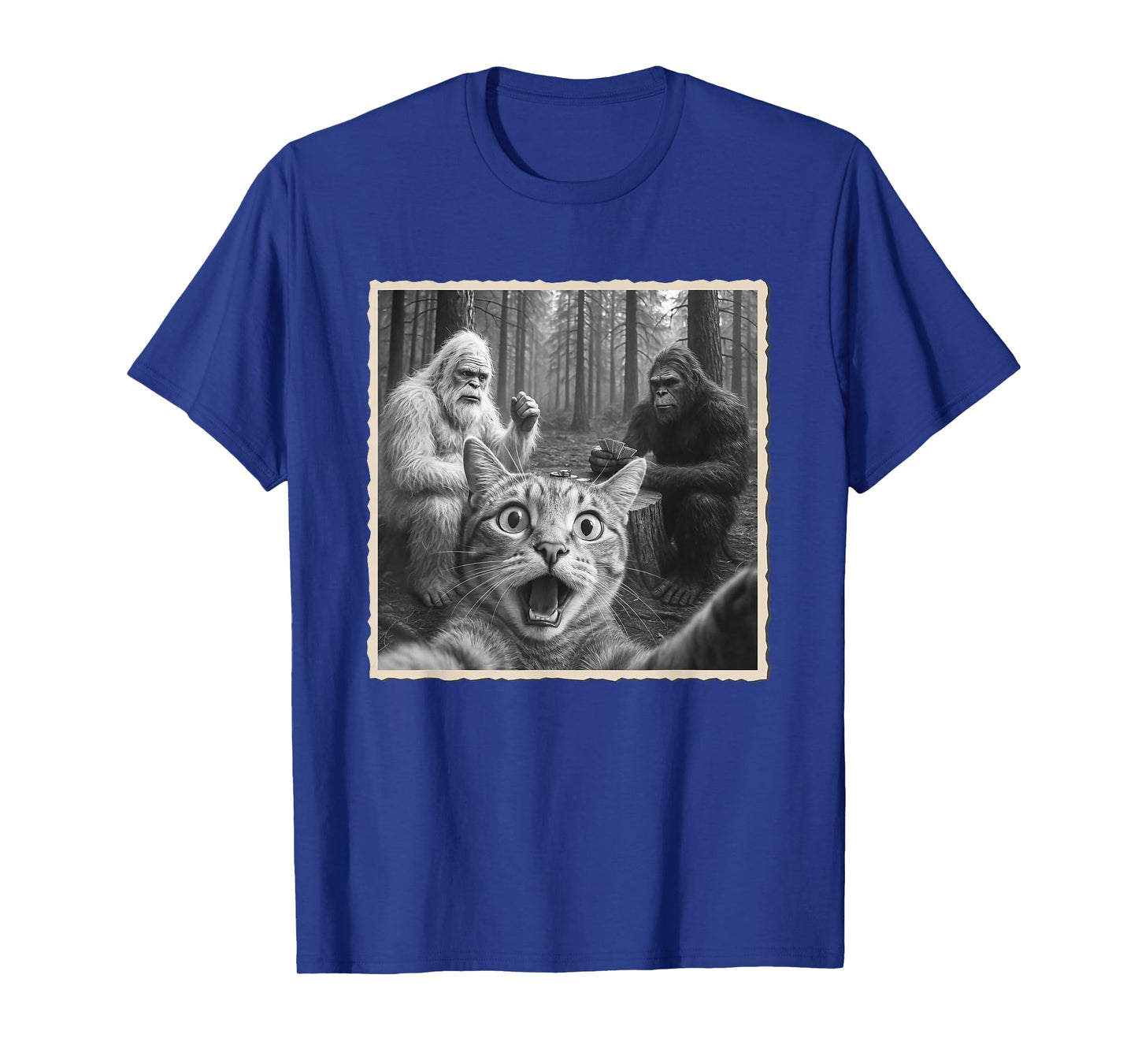 Cat Selfie With Yeti & Bigfoot | Funny Scared Cat T-Shirt