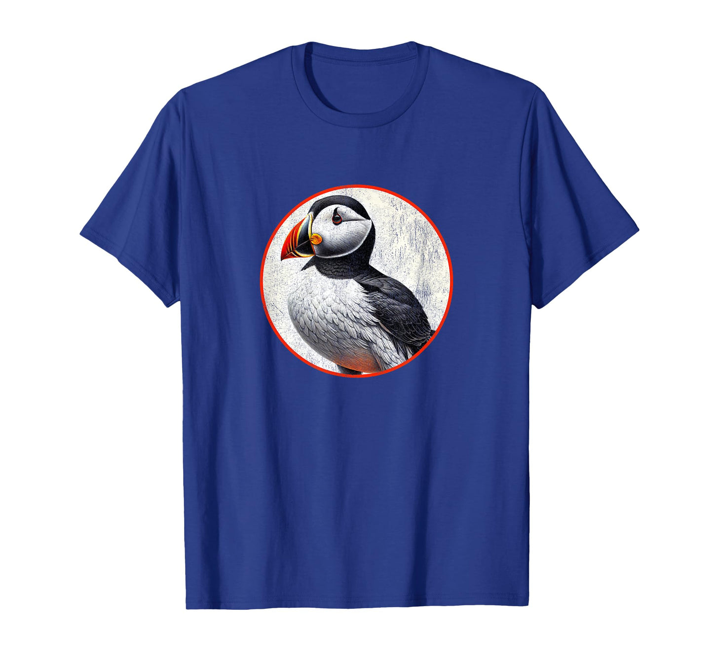 Colorful Retro Horned Puffin Bird Design T-Shirt