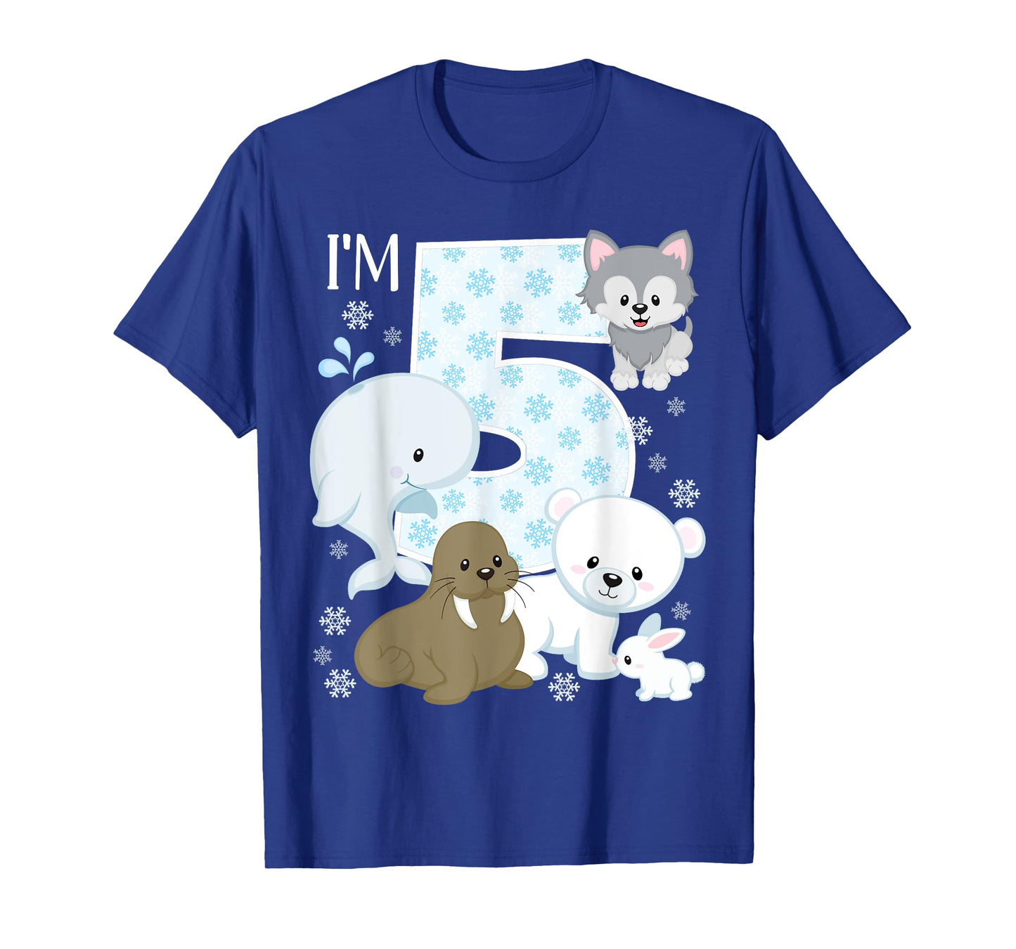 Arctic Animals 5th Birthday Polar Bear Walrus Fox Sea Theme T-Shirt