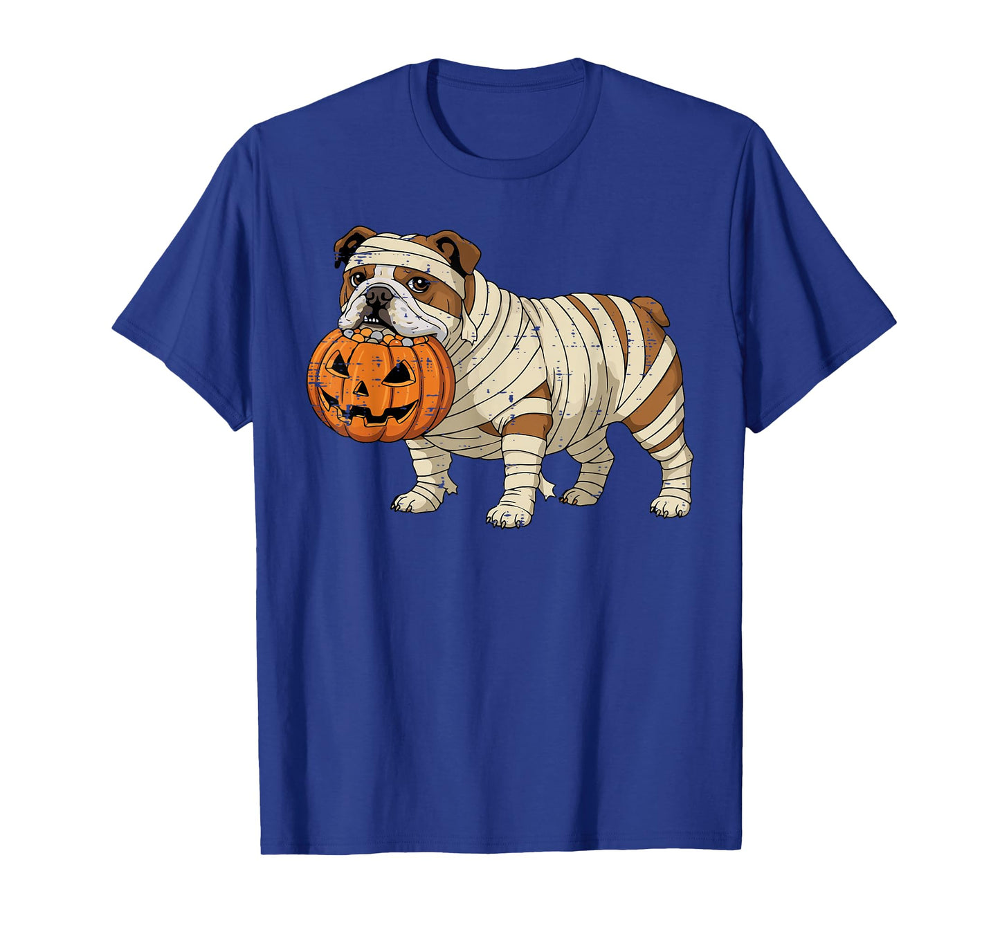 Halloween Dog English Bulldog Mummy Costume Men Women Kids T-Shirt