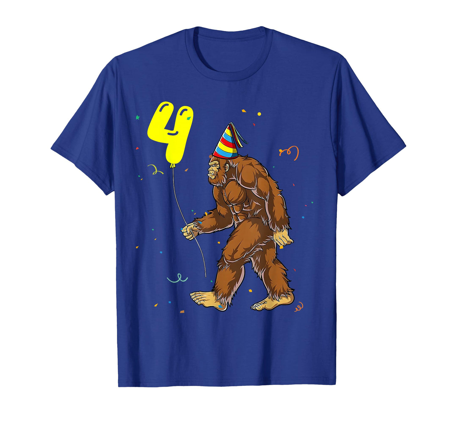 Funny Bigfoot 4th Birthday Party Sasquatch Boy Girl Kids T-Shirt