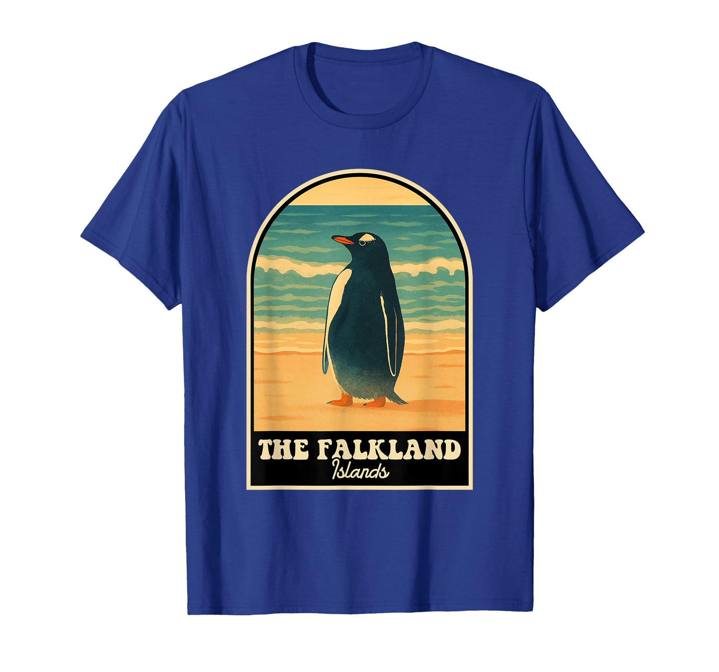 Falkland Islands Vintage Travel Design with Penguin Illustra T-Shirt