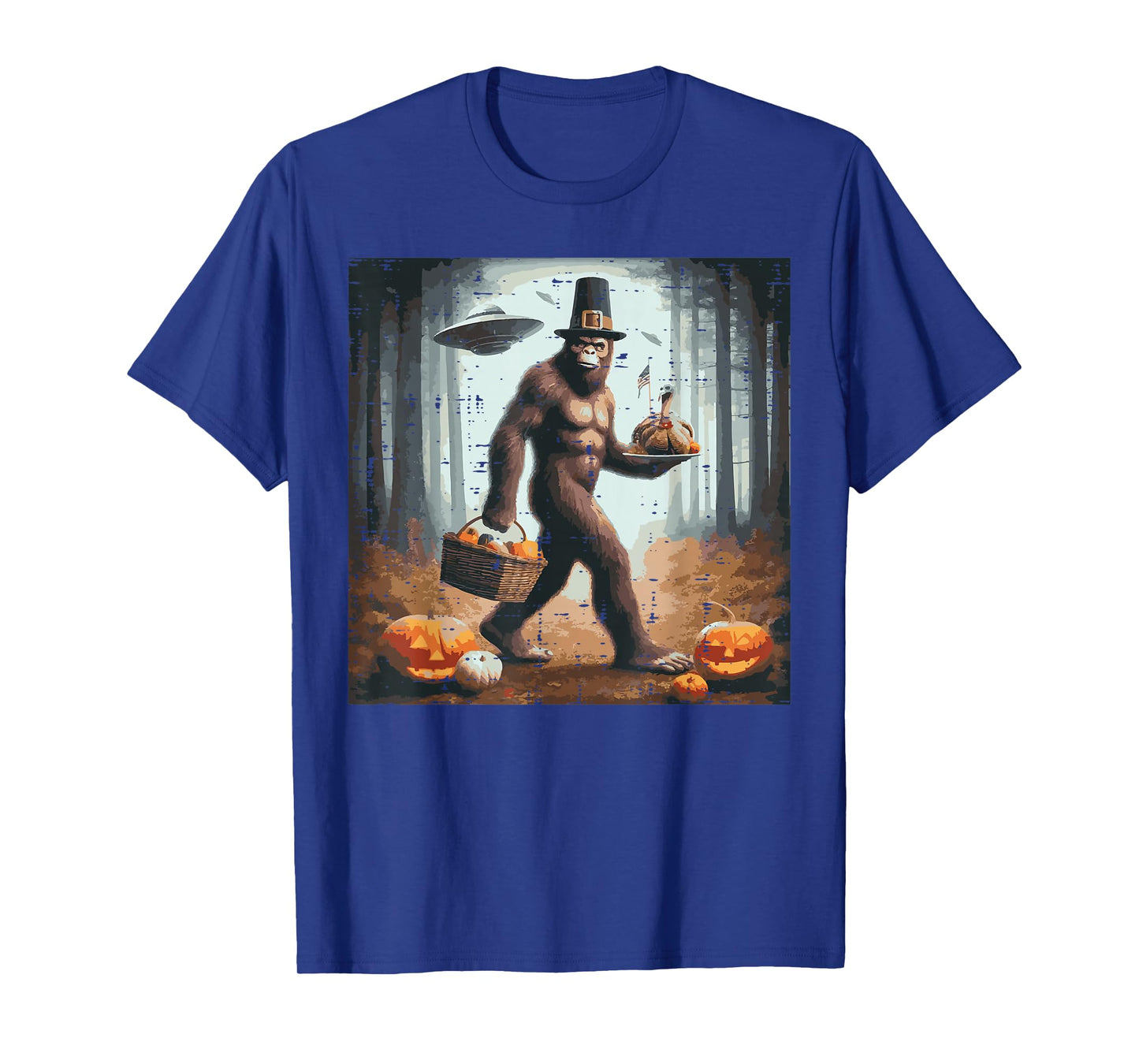 Thanksgiving Bigfoot UFO Funny Sasquatch Fall Men Women Kids T-Shirt