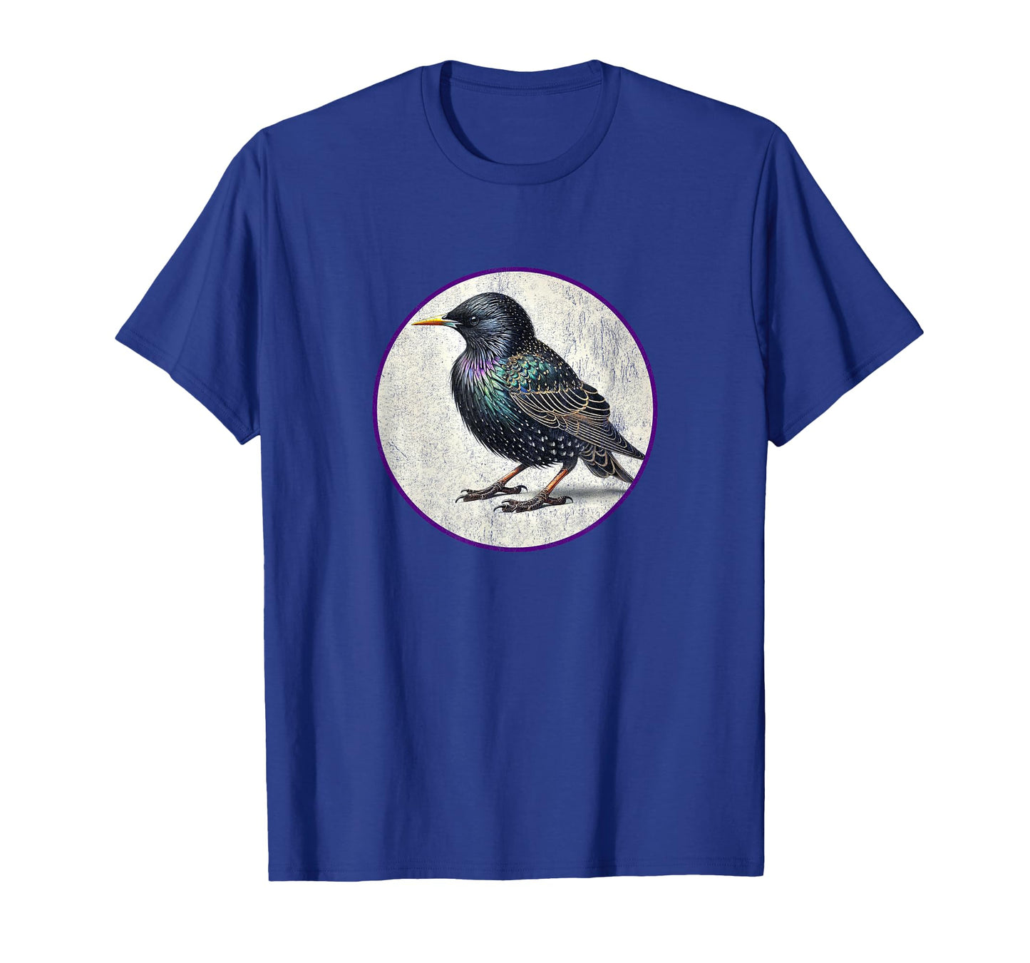 Colorful Retro European Starling Bird Design T-Shirt