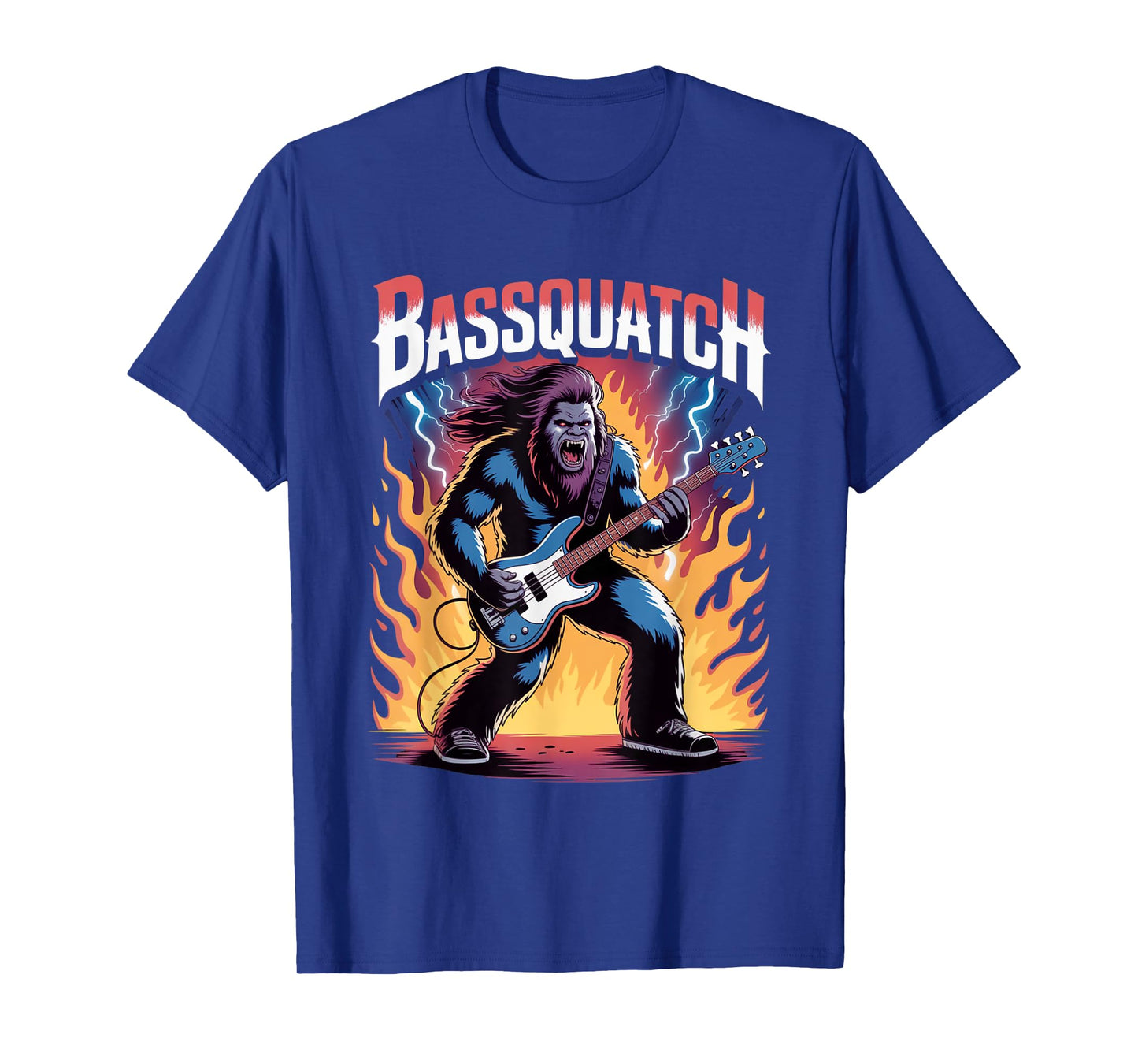 Heavy Metal Bassquatch Bigfoot Sasquatch Bass Guitar Player T-Shirt