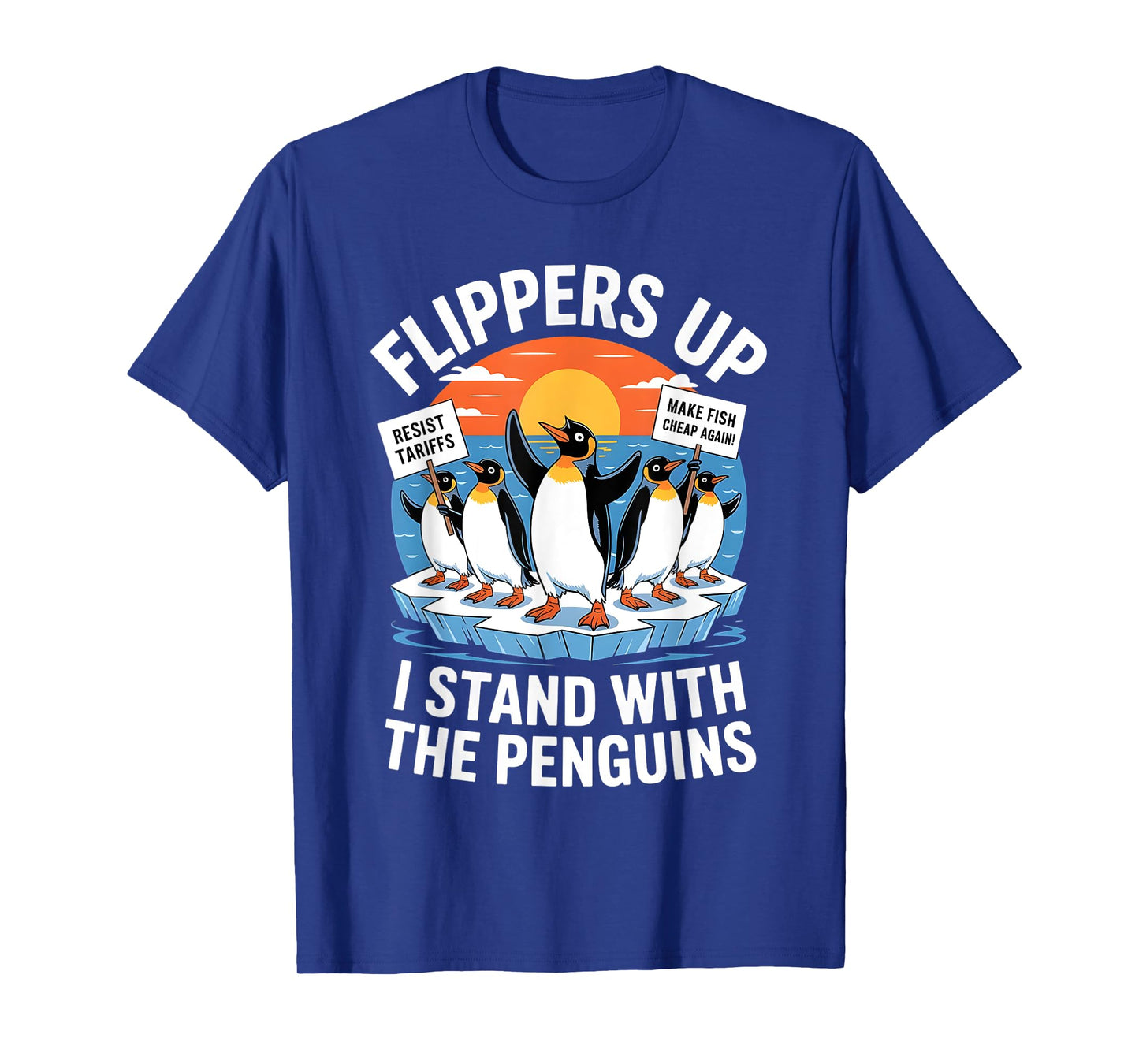 Funny Resist Penguins Protest Against Tariffs Vintage Gifts T-Shirt