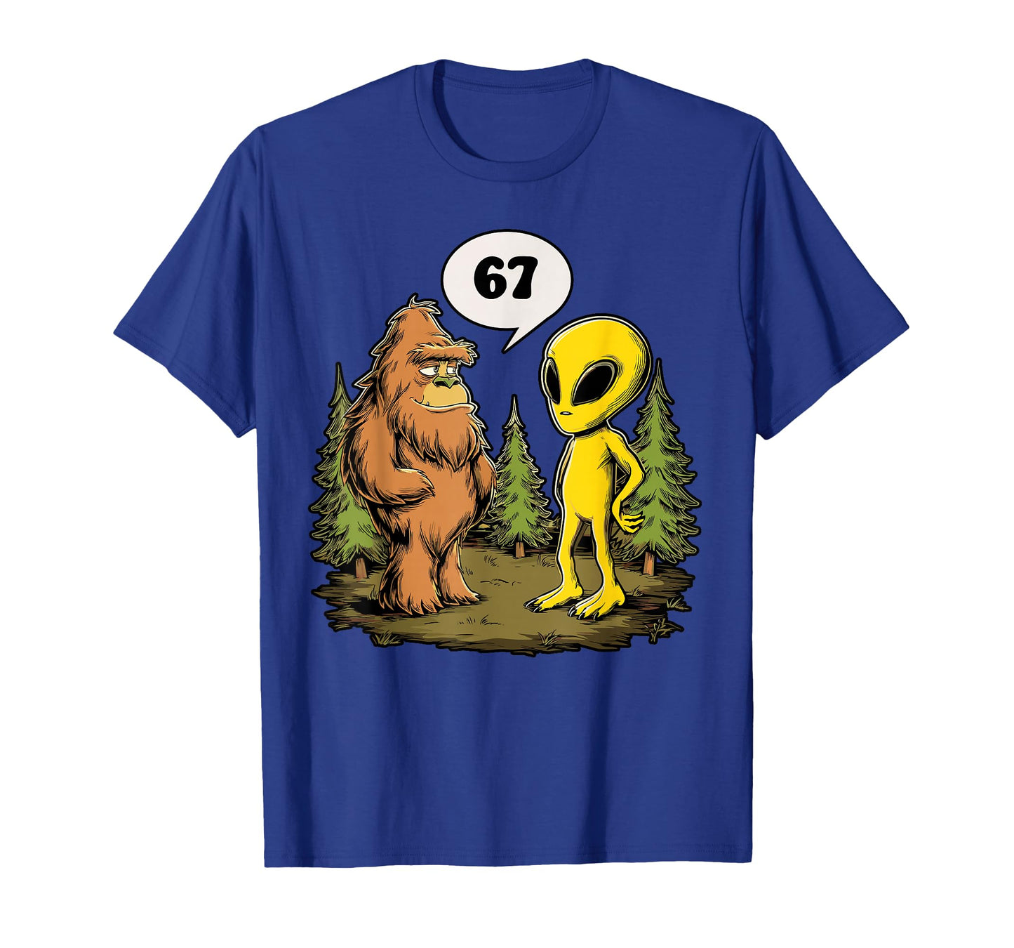 Funny 67 Meme Six Seven Bigfoot Alien T-Shirt