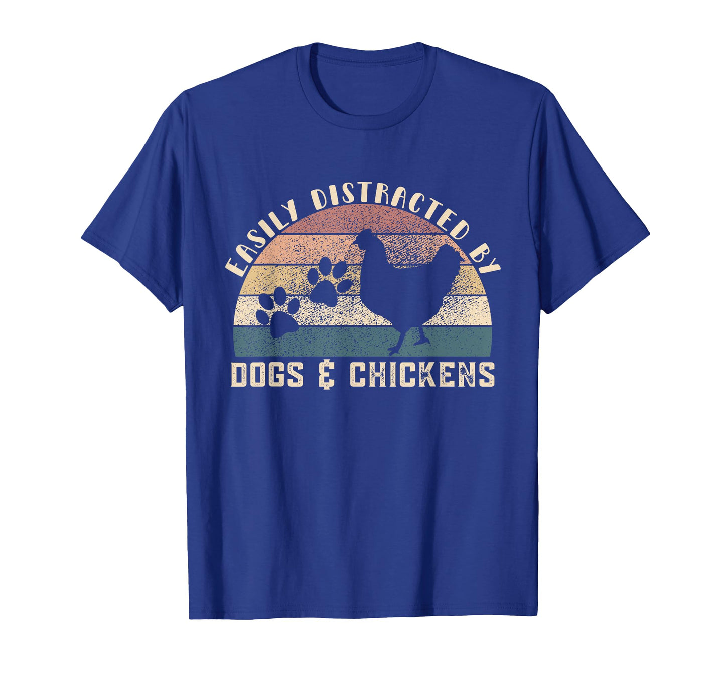 Easily Distracted By Dogs Chickens Retro Funny Chicken Dog T-Shirt