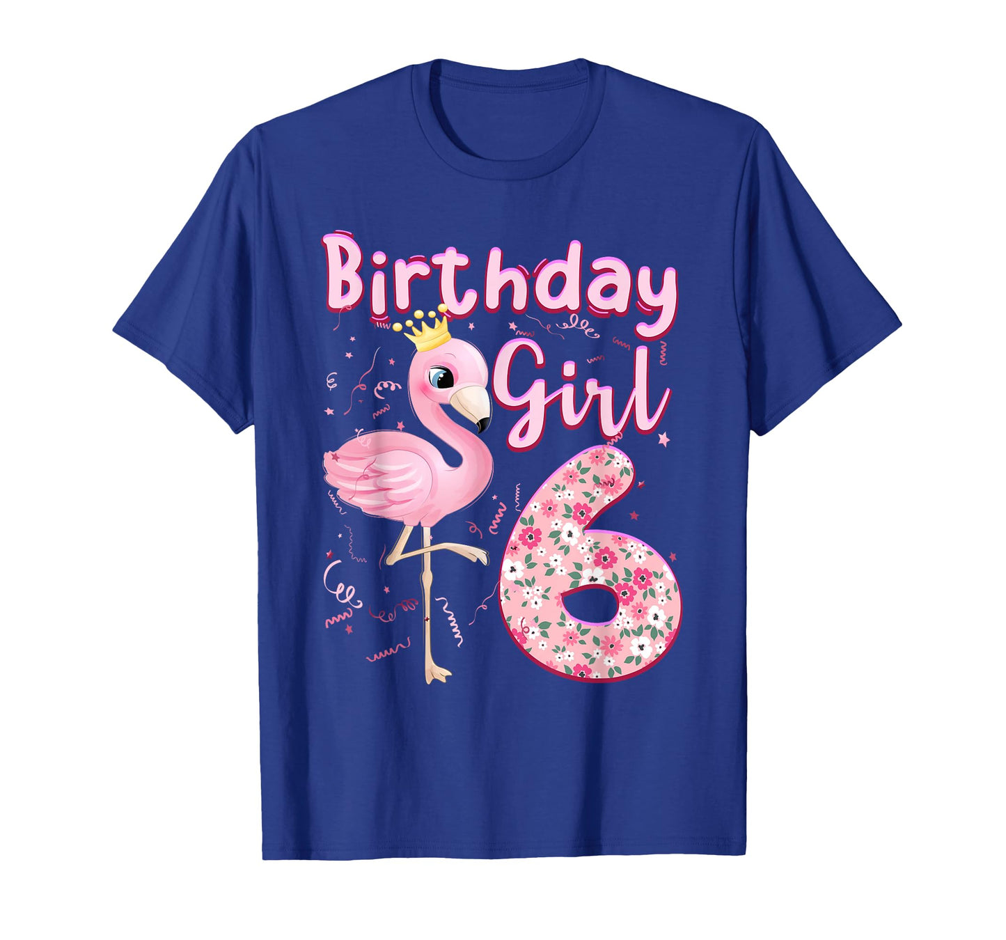 6th Birthday Girls Flamingo 6 Years Old Tropical Flamingo T-Shirt