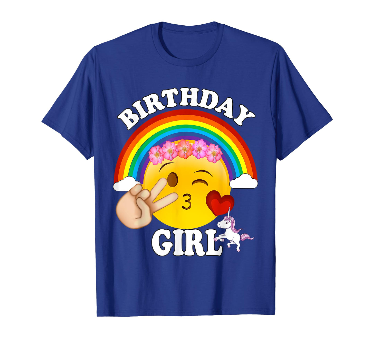 Birthday For Girls Unicorn Rainbow Heart Kiss T-Shirt