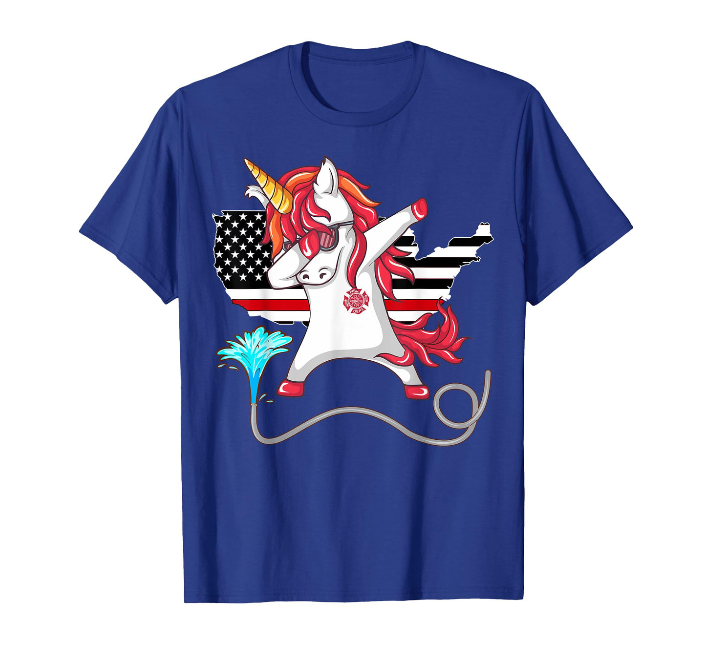 Unicorn Firefighter Fireman Thin Red Line Gift For Men Women T-Shirt