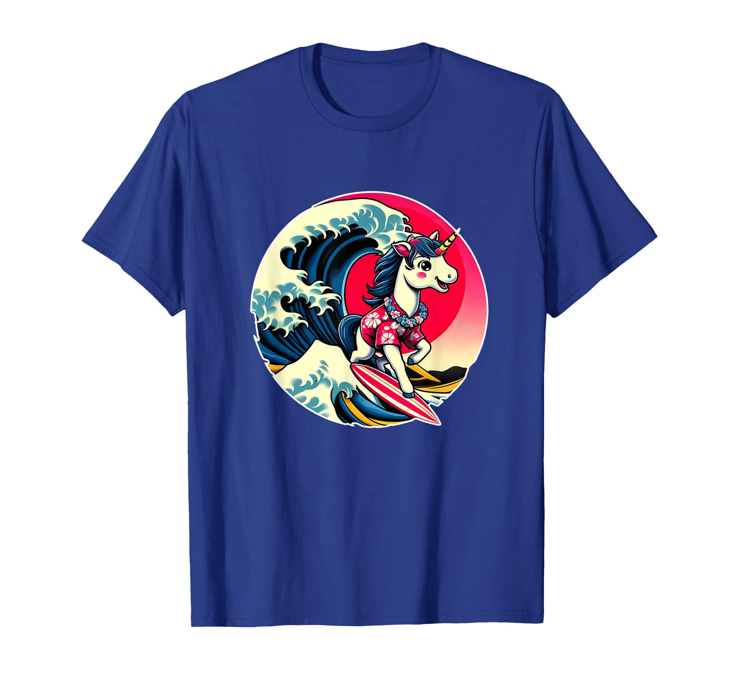 Great Wave Kanagawa Unicorn Surfing T-Shirt