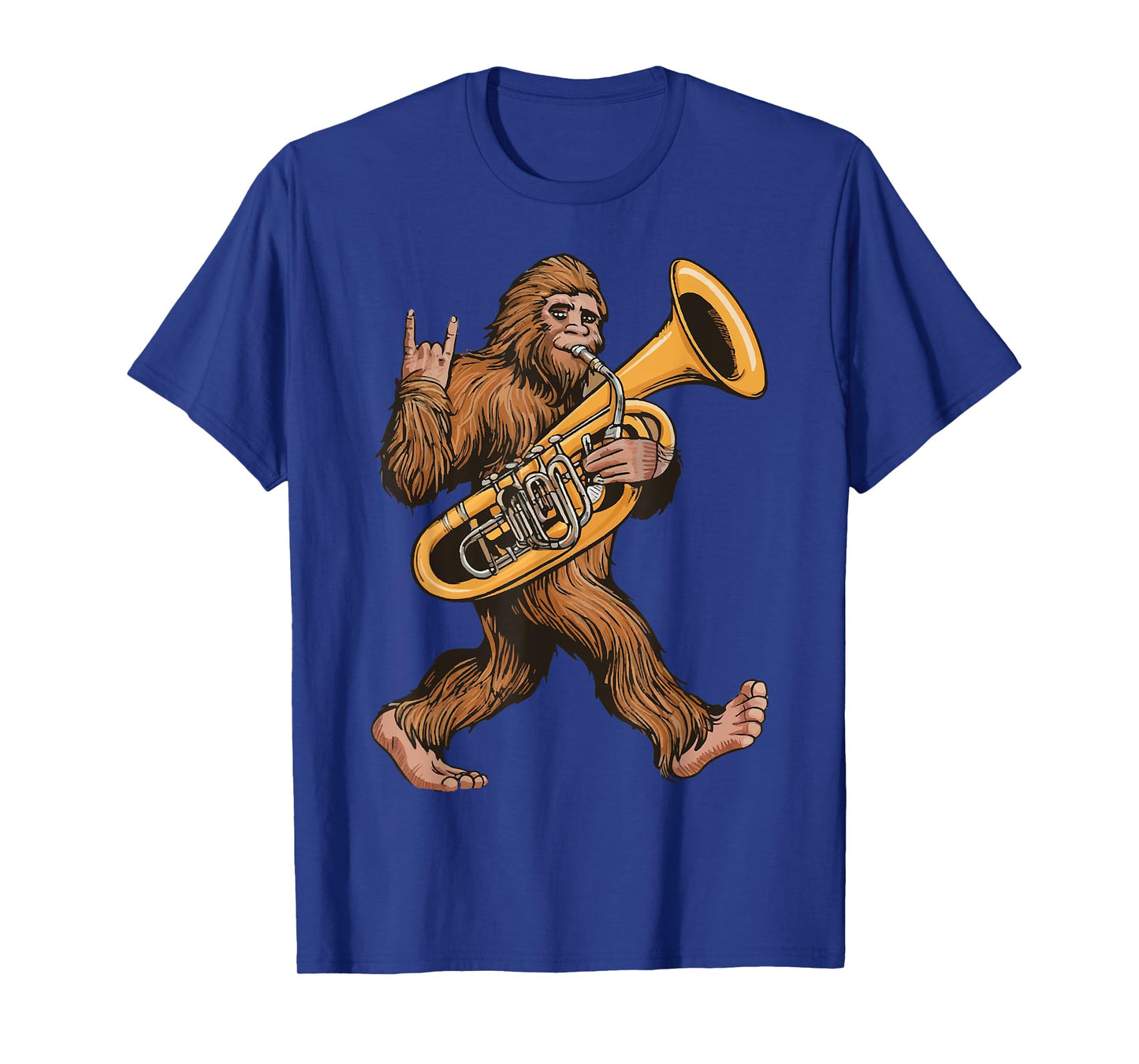 Bigfoot Playing Sousaphone Tuba Brass Musical Instrument T-Shirt