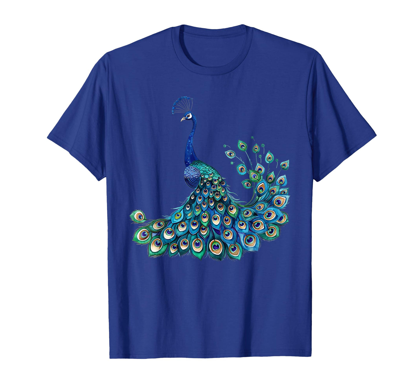 Blue Peacock Print Teal Feathers Bird Lover Men Women Kids T-Shirt
