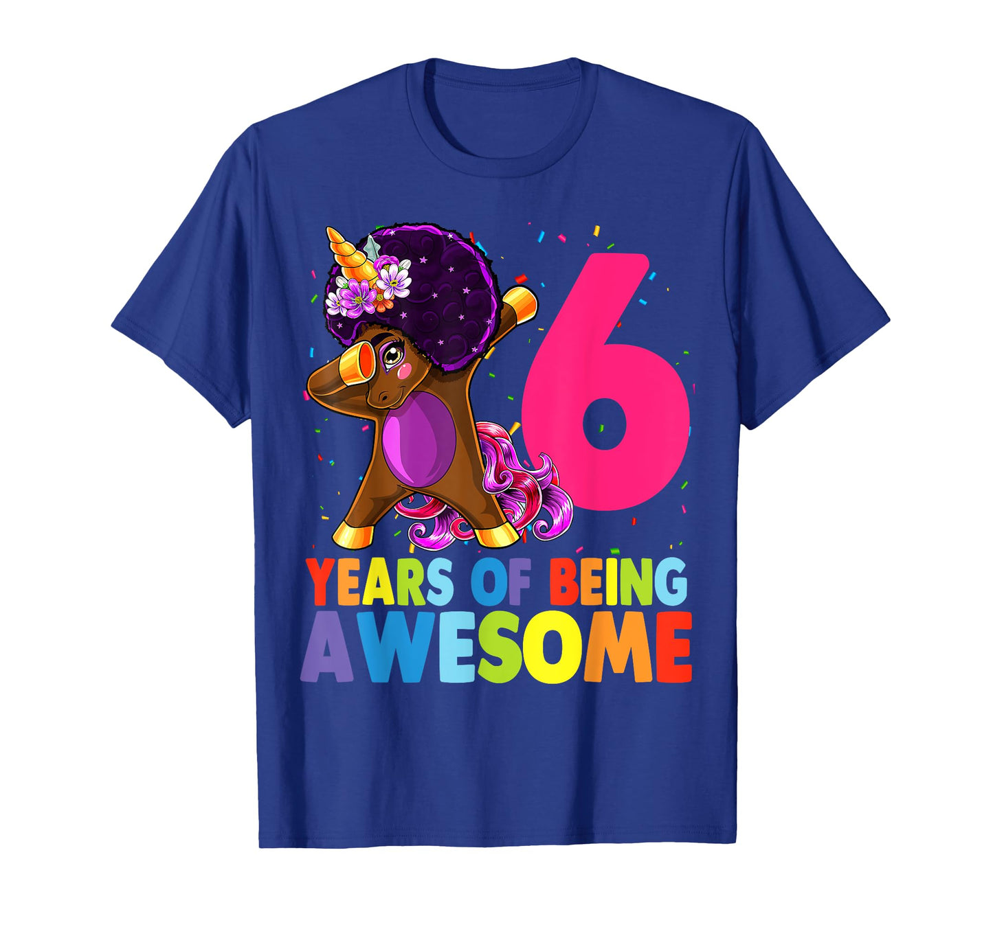 6th Birthday Dabbing Unicorn Afro Party Gift 6 Years Old T-Shirt