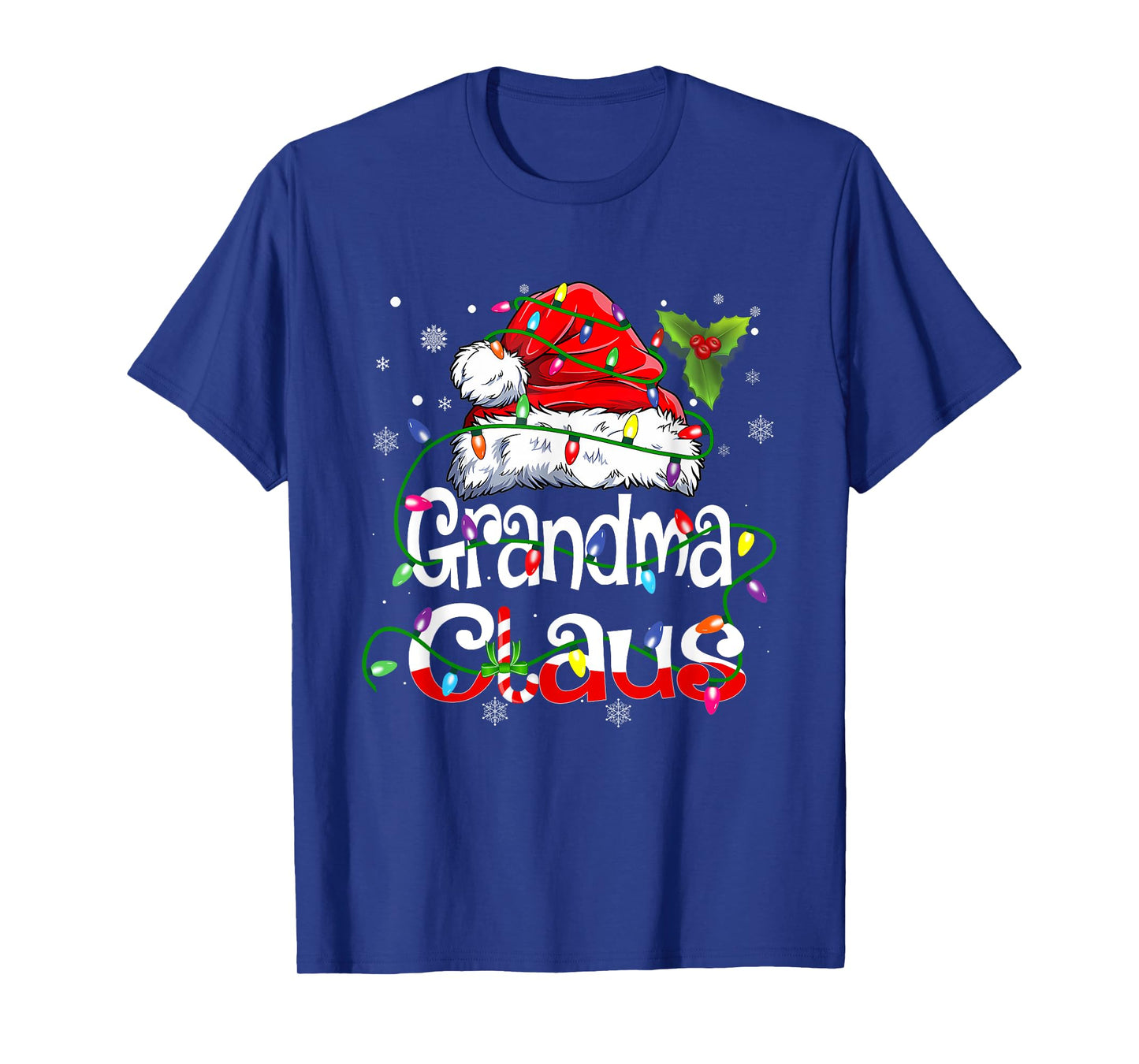 Grandma Claus Shirt Christmas Lights Pajama Family Matching T-Shirt