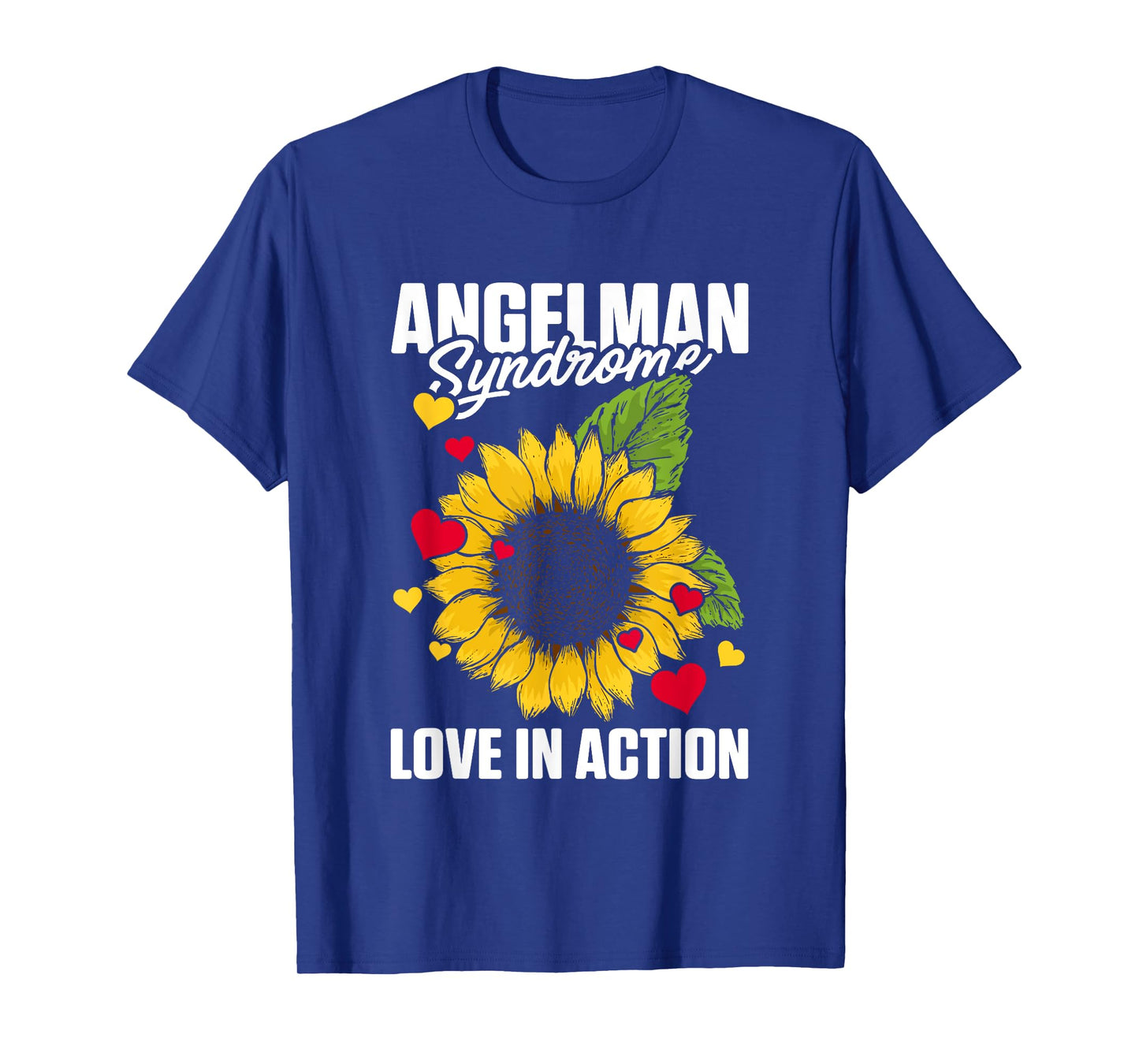Love In Action Heart Sunflower Graphic Angelman Syndrome T-Shirt