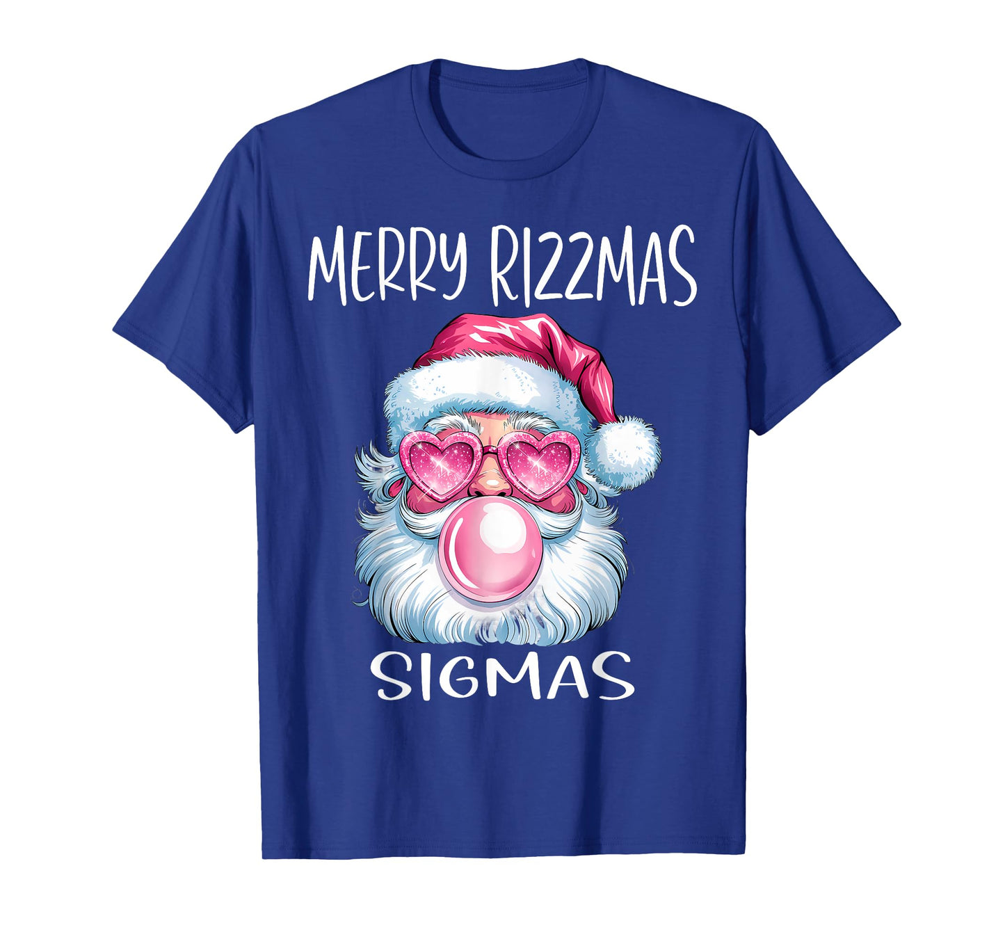 Merry RizzMas Sigmas Xmas With Santa Glasses & Gum For Women T-Shirt