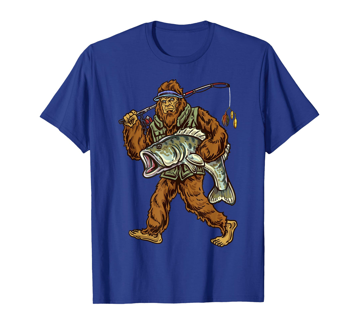 Largemouth Bass Fishing Bigfoot Fisherman T-Shirt