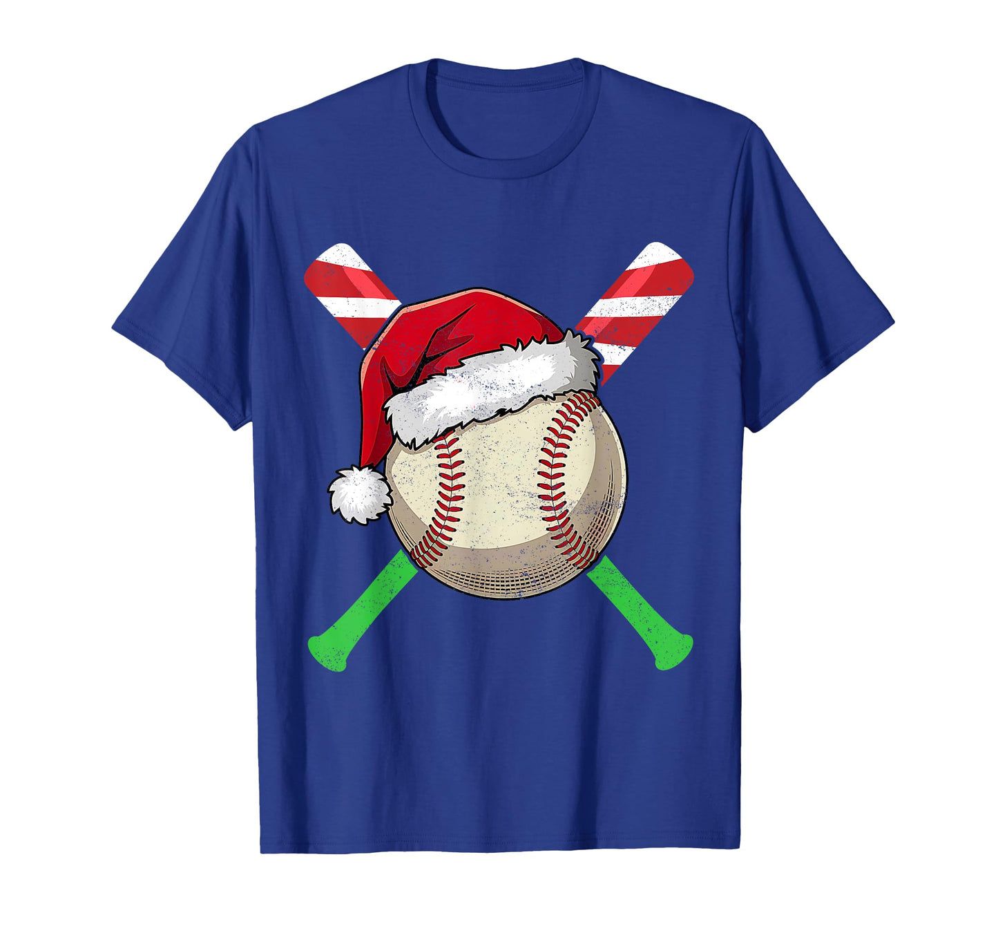 Baseball Christmas Santa Hat Lights Candy Cane Bat Xmas T-Shirt