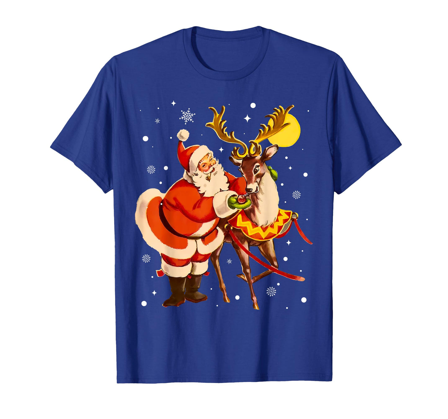 Santa Reindeer Retro 1950s Vintage Christmas Women Men Kids T-Shirt