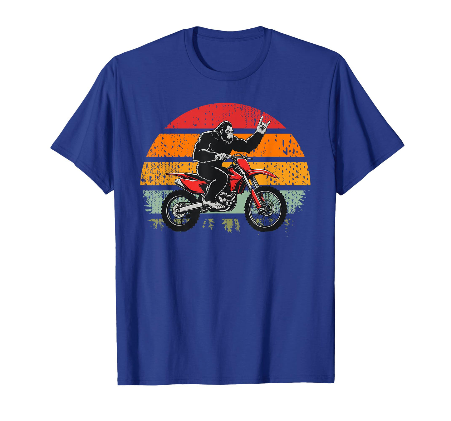 Funny Bigfoot Riding Dirt Bike Sasquatch Motocross Vintage T-Shirt