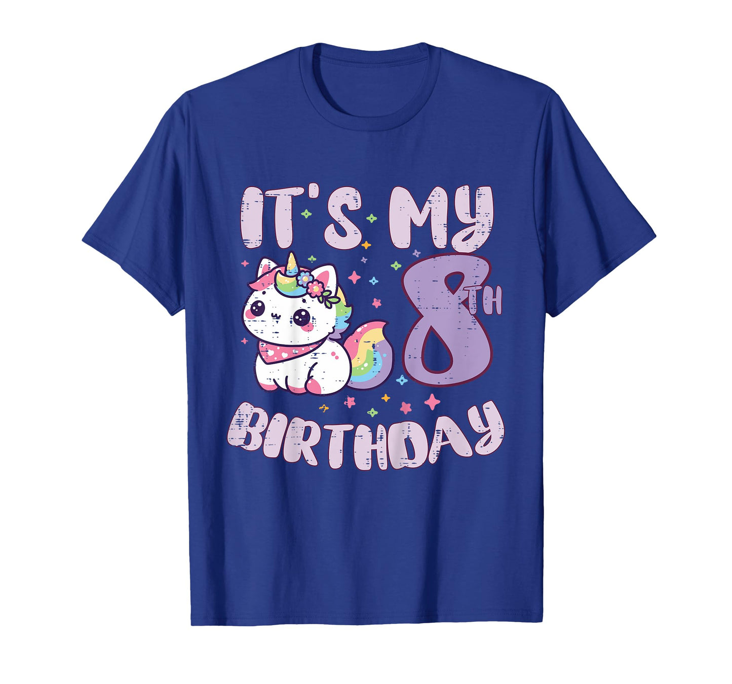 Its My 8th Birthday Unicorn Cat 8 Year Old Bday Girls Kids T-Shirt