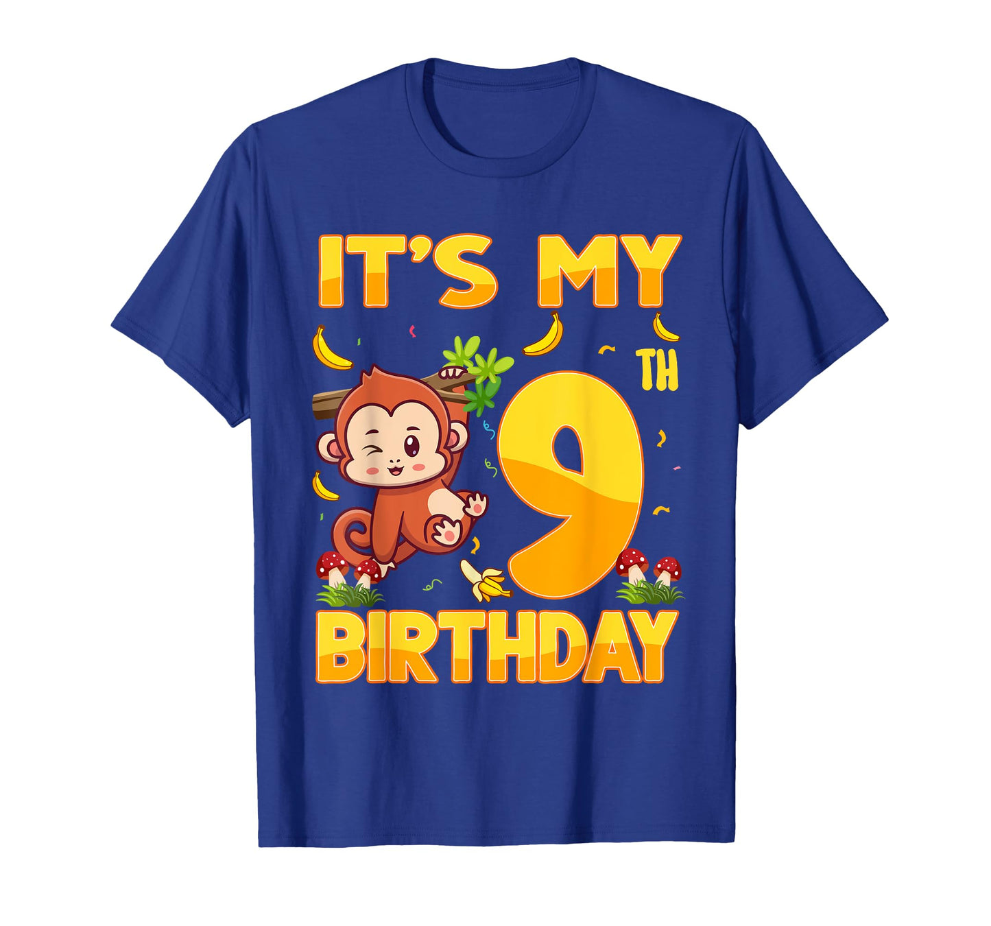 It's My 9th Birthday Monkey 9 Year Old Bday Party Kid Boy Gi T-Shirt