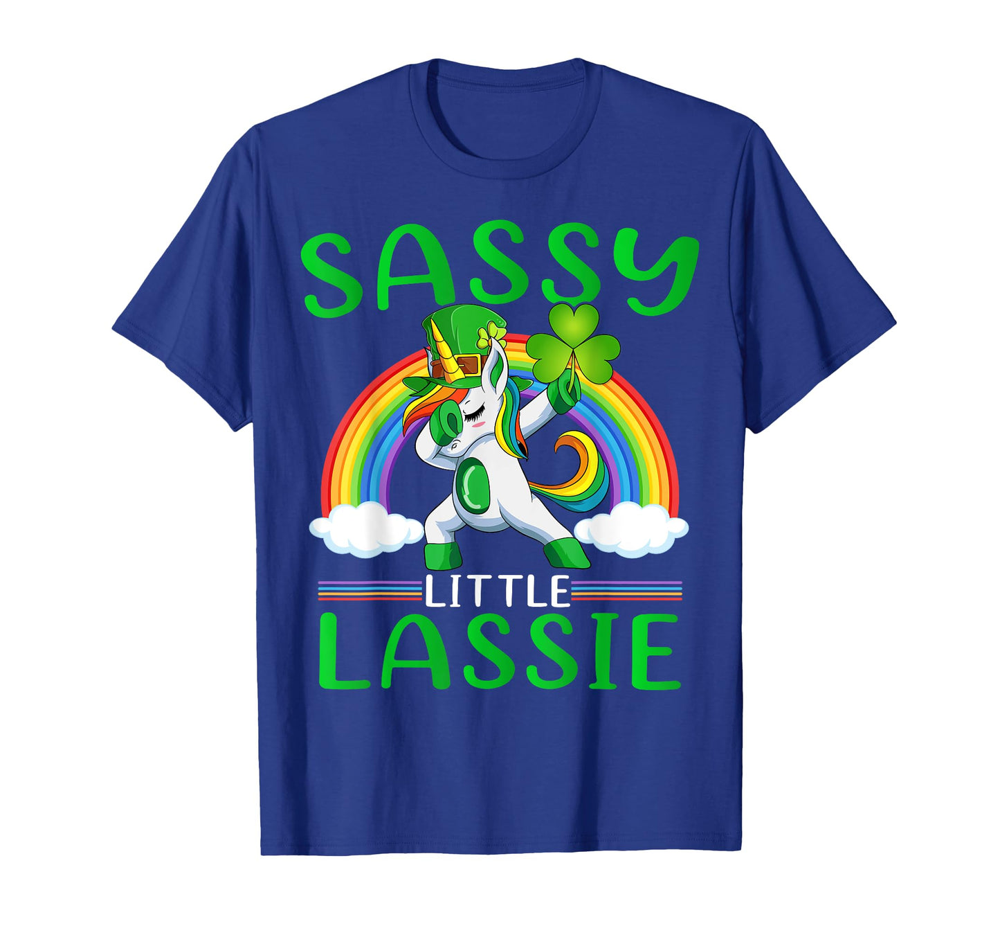 Sassy Little Lassie Rainbow Dabbing Unicorn St Patrick's Day T-Shirt