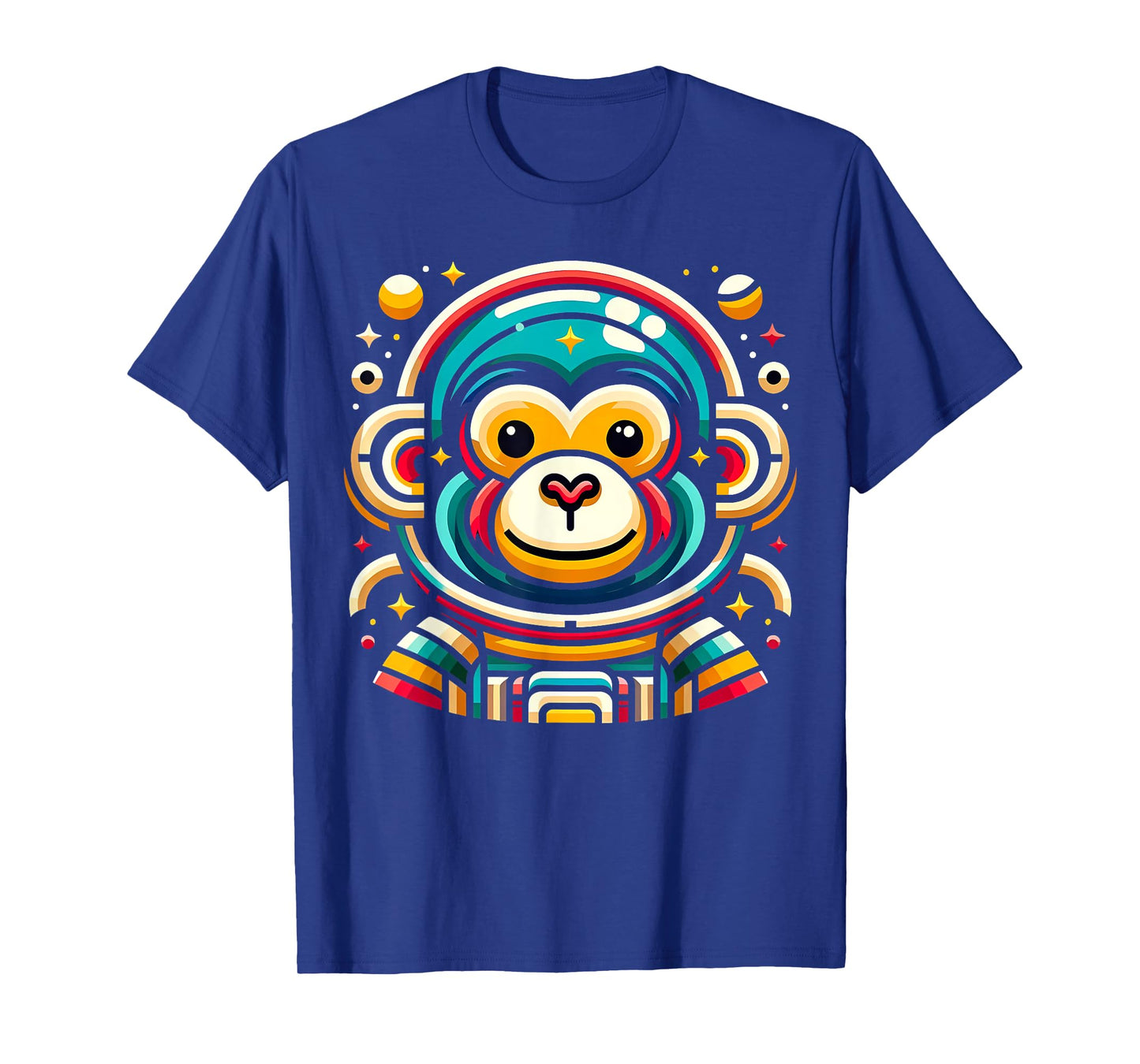 Monkey Astronaut Funny Colorful Space Animal Lover Black T-Shirt