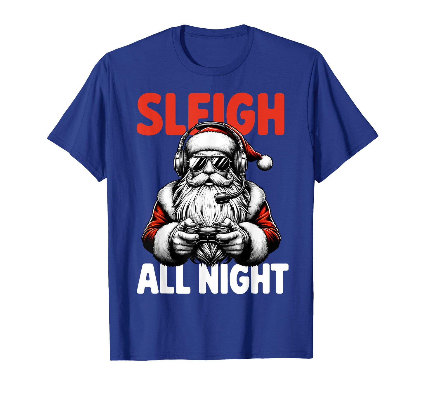 Christmas Gamer Boys Sleigh All Night Video Game Santa Xmas T-Shirt