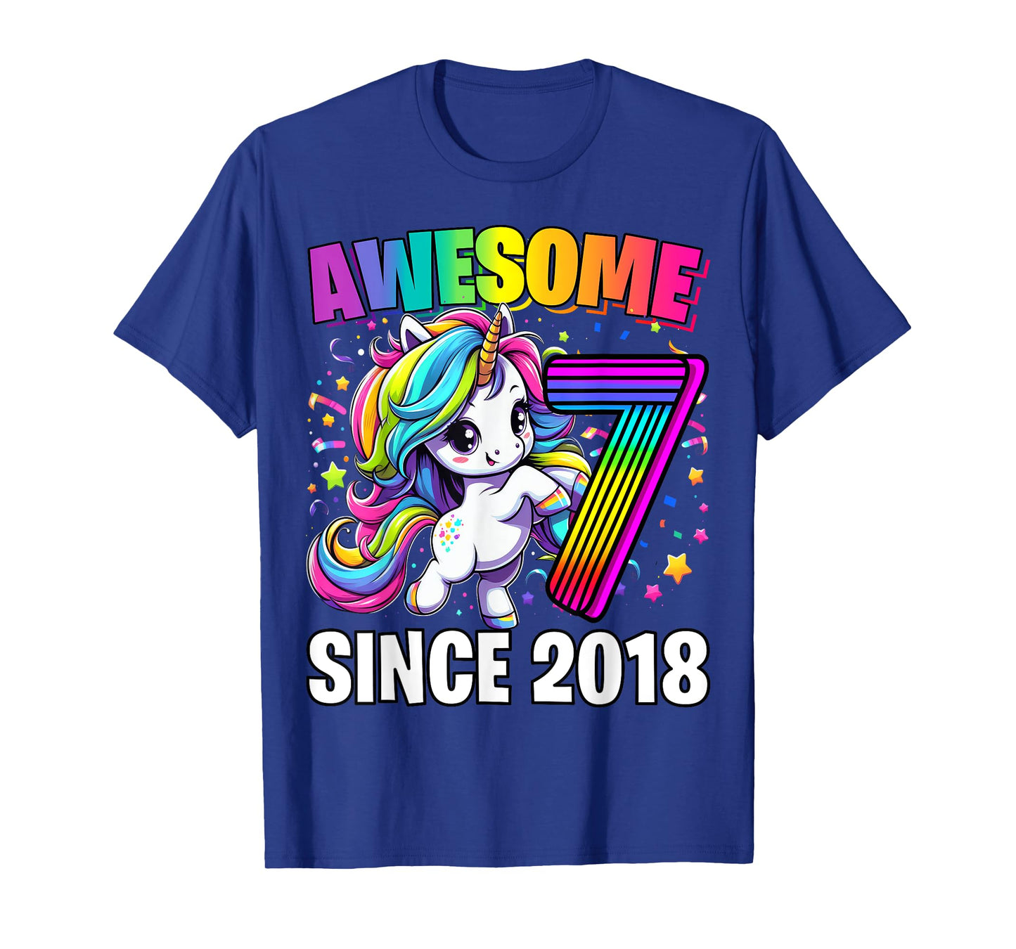 Unicorn 7th Birthday 7 Year Old Unicorn Party Girls Outfit T-Shirt