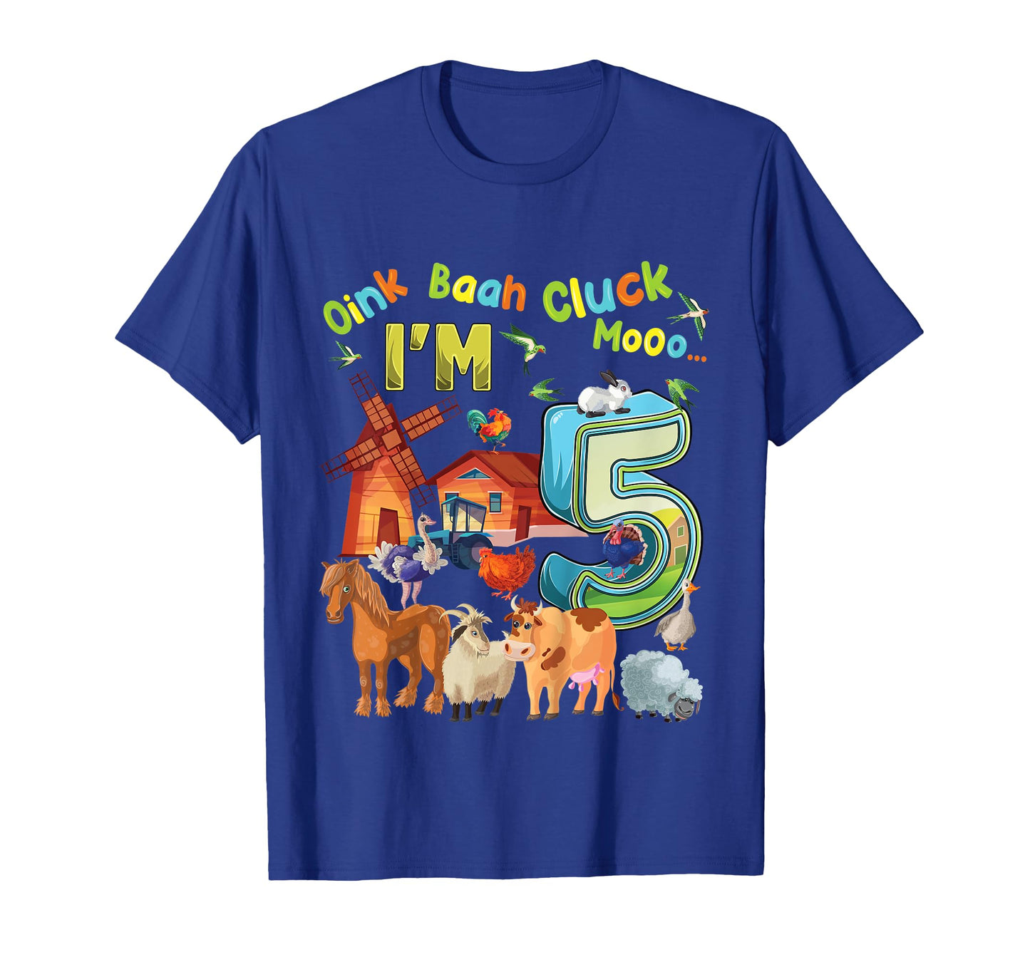 Kids Barnyard 5th Birthday Farm Animals 5 Years Old Farming T-Shirt