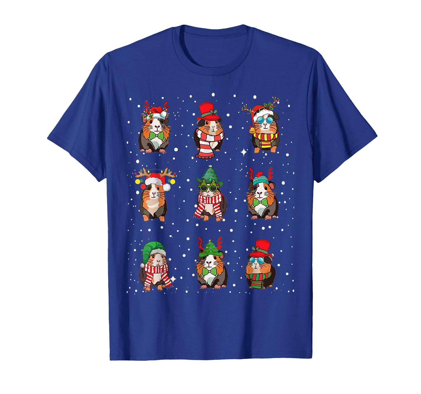 Kawaii Guinea Pig Lovers Clothes Cute Guinea Pigs In Xmas Costume Funny Christmas Holiday Black Unisex-Adult T-Shirt