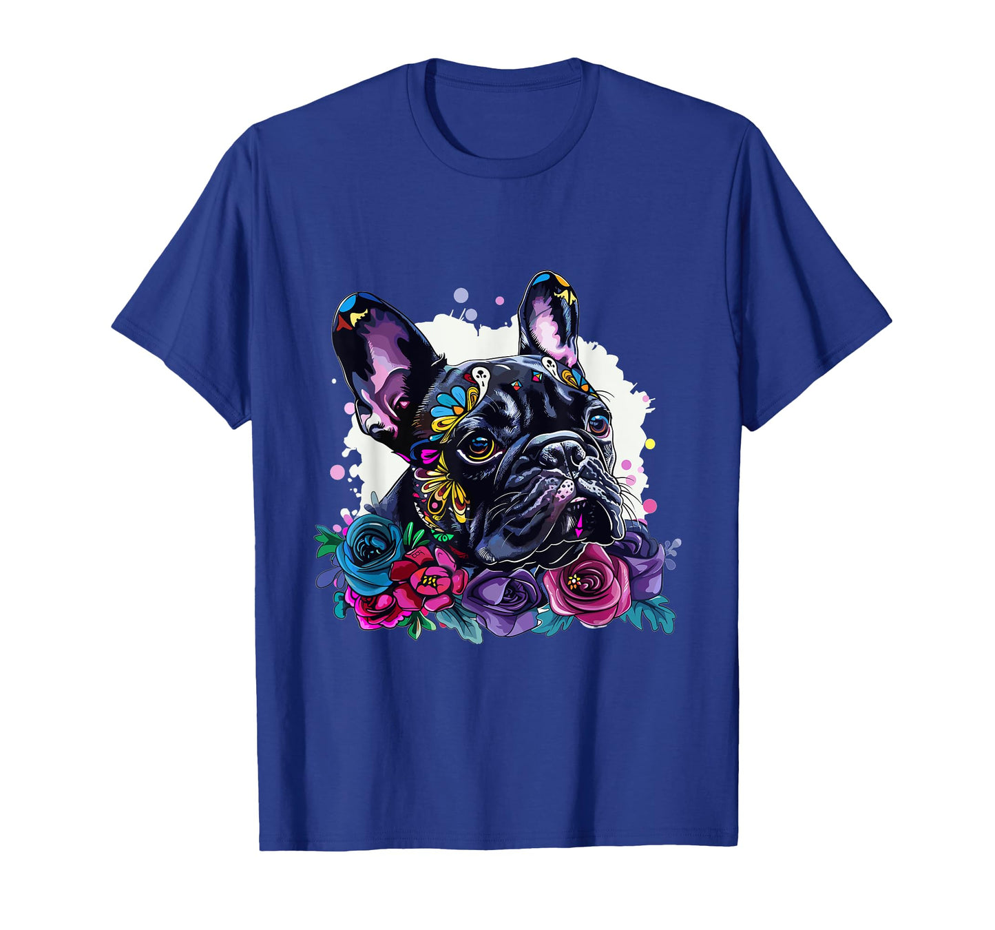 French Bulldog Sugar Skull Dia De Los Muertos Graphic T-Shirt