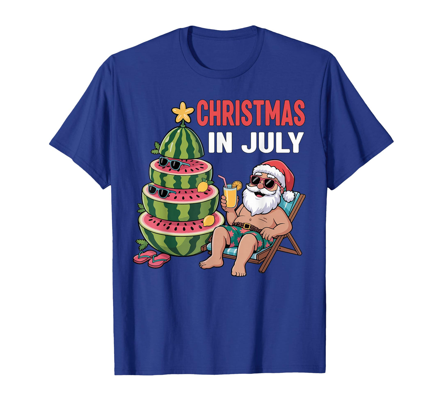 Christmas In July Santa Beach Watermelon Kids Toddler Youth T-Shirt