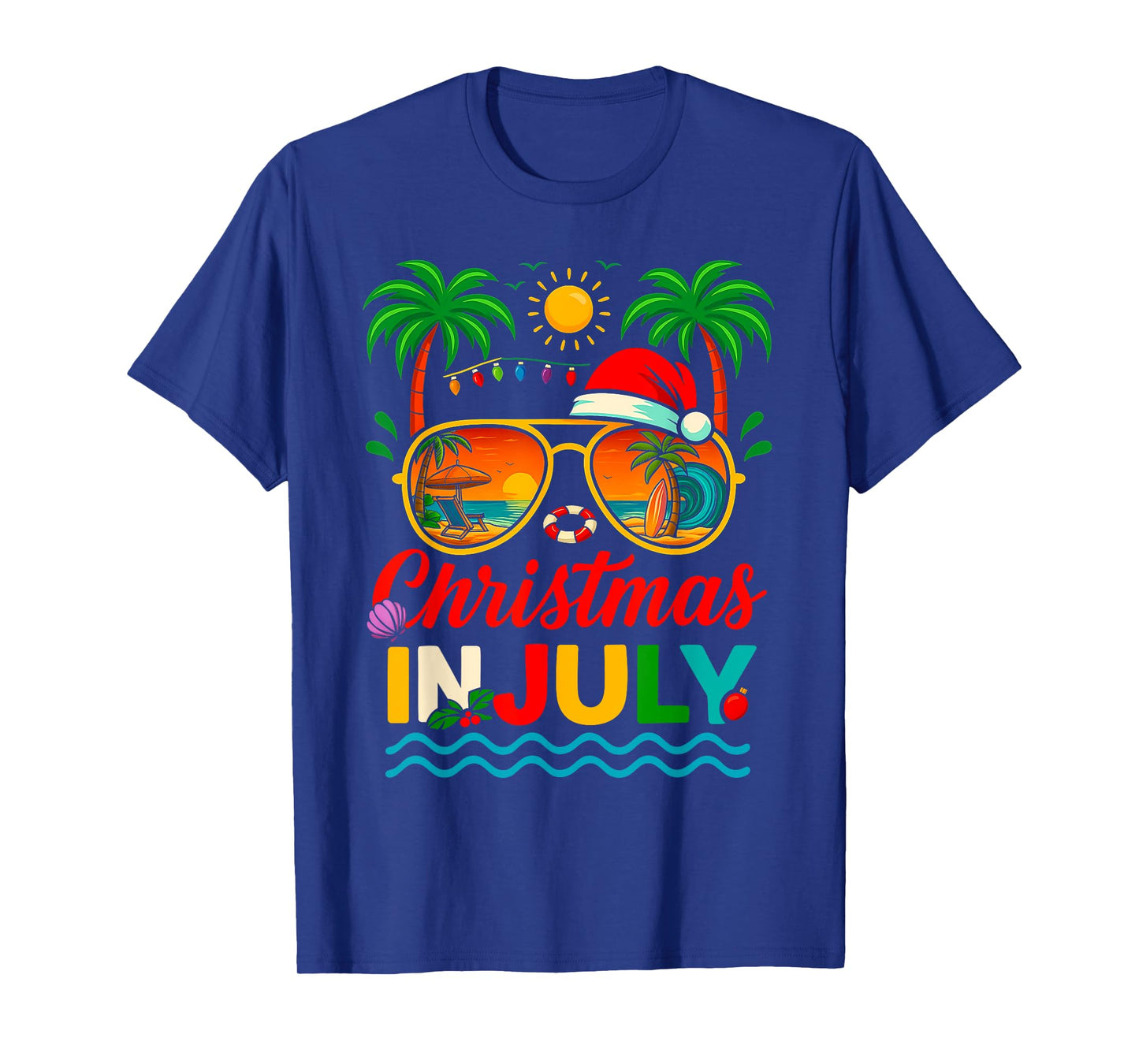 Santa Claus Sunglasses Beach Christmas in July Men Women Kid T-Shirt