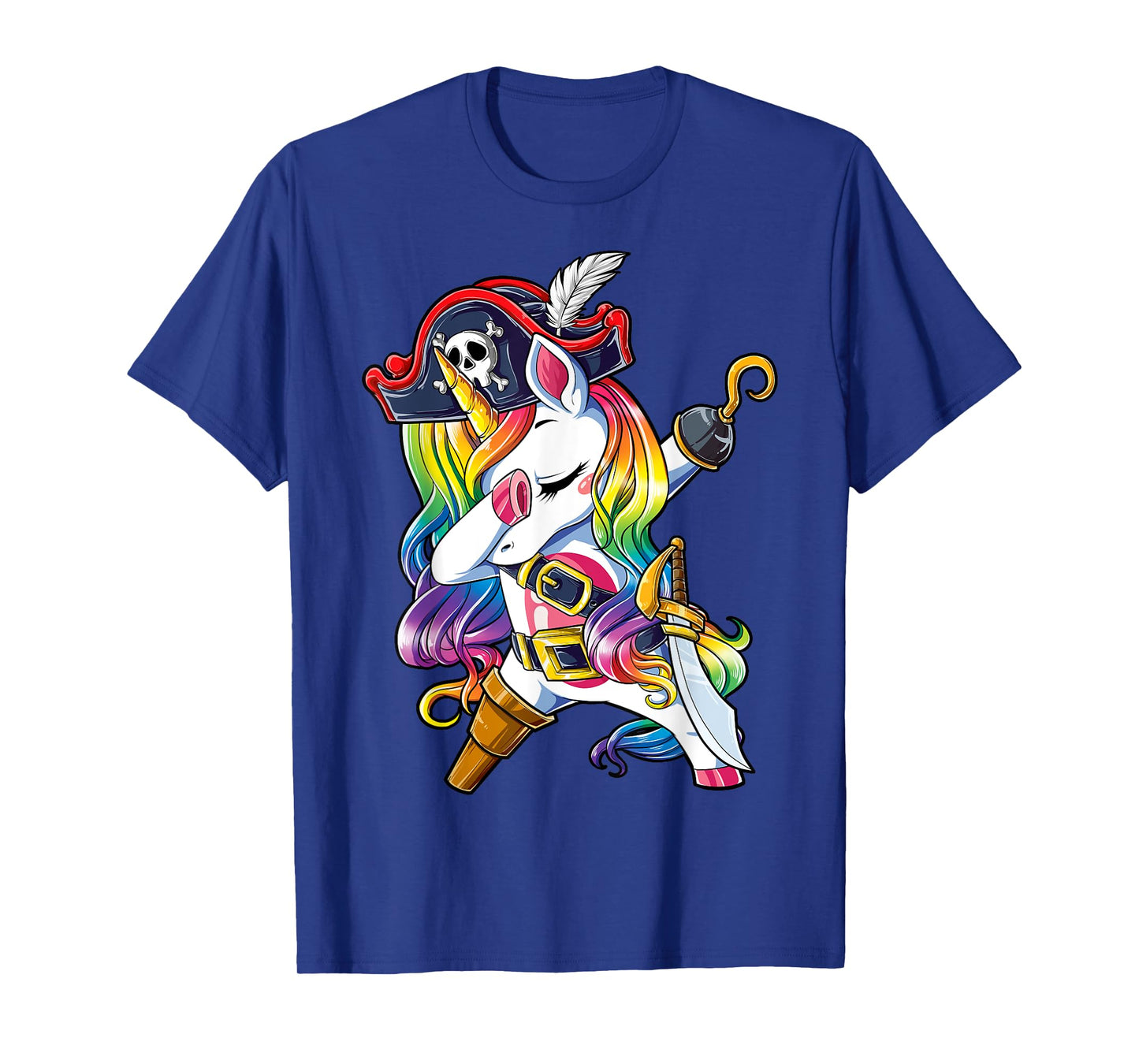 Dabbing Unicorn Pirate Jolly Roger Costume Kids Girls Boys T-Shirt