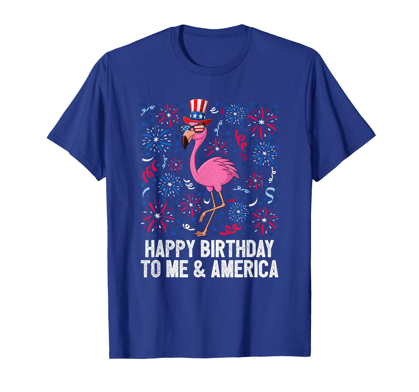 4th Of July Happy Birthday To Me And America Flag Flamingo T-Shirt