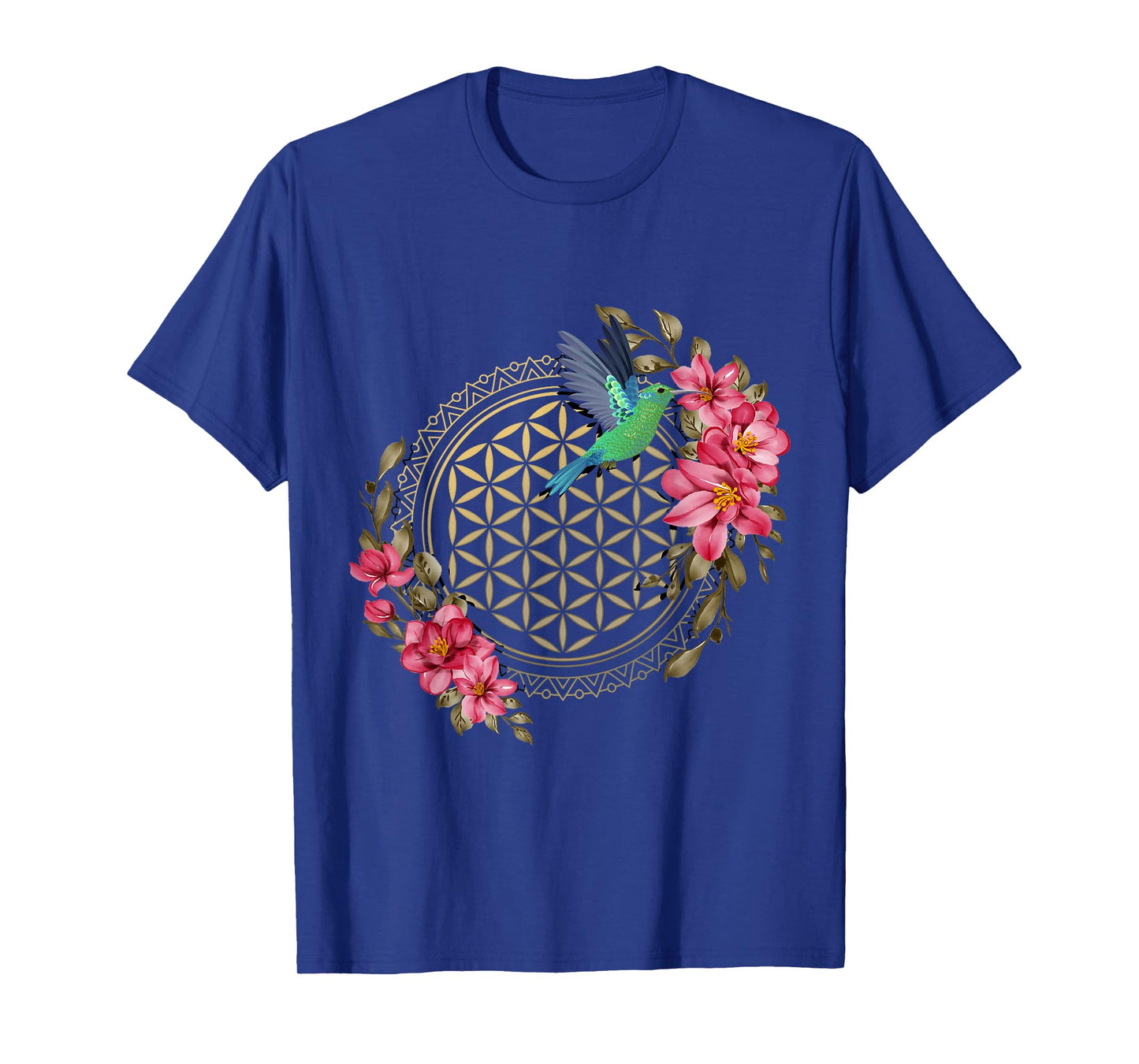 Hummingbirds Sacred Geometry Flower Of Life Hummingbird T-Shirt