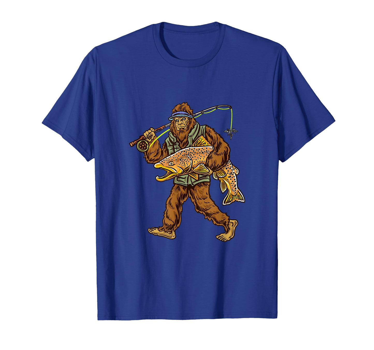 Brown Trout River Fishing Bigfoot Hunting Fishermen T-Shirt