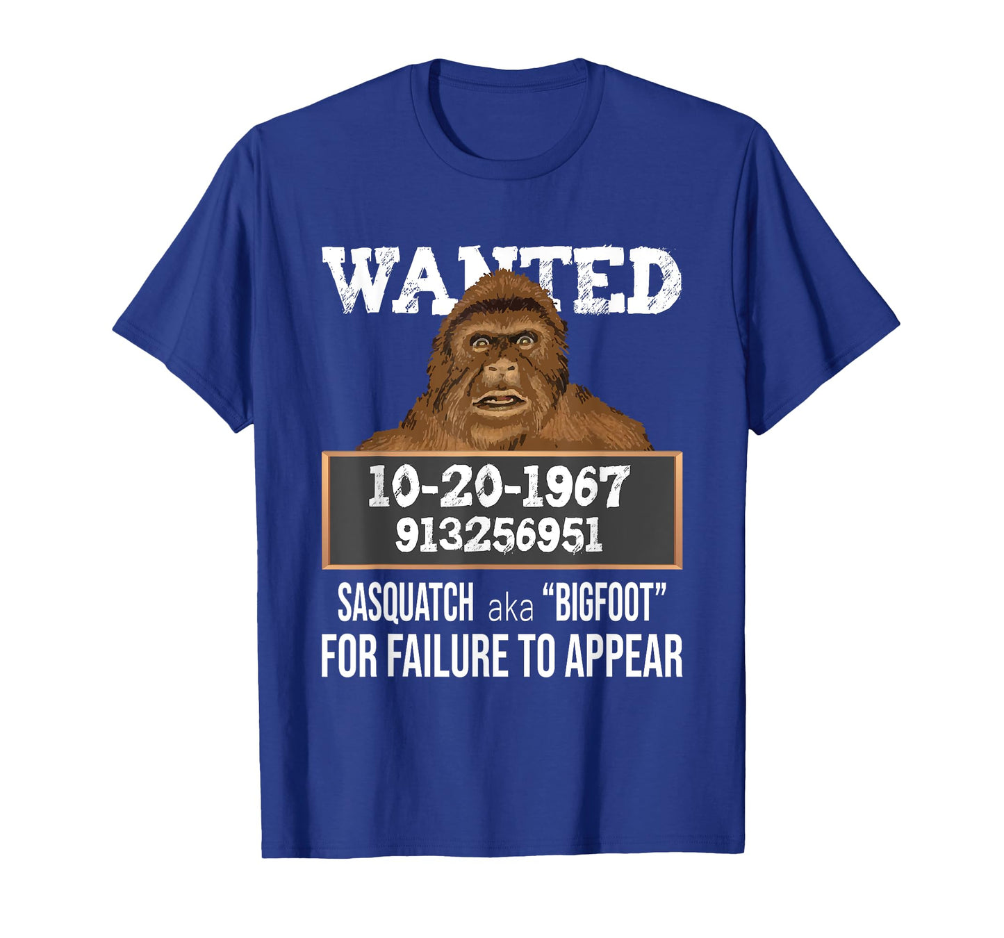 Nerdy Sasquatch Gifts Wanted Sasquatch aka Bigfoot - Funny Sasquatch T-Shirt, Black, Small