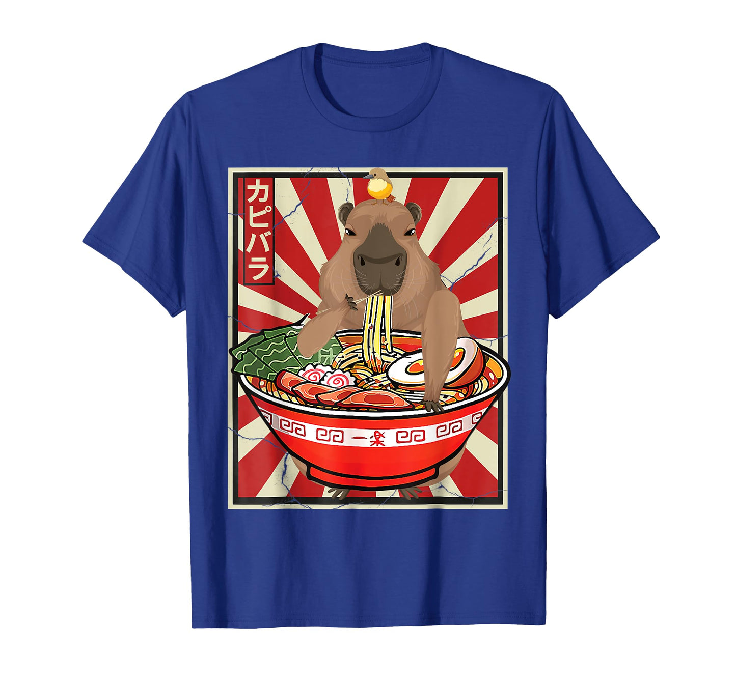 Kawaii bird Capybara Eating Ramen Noodles Anime Japanese T-Shirt