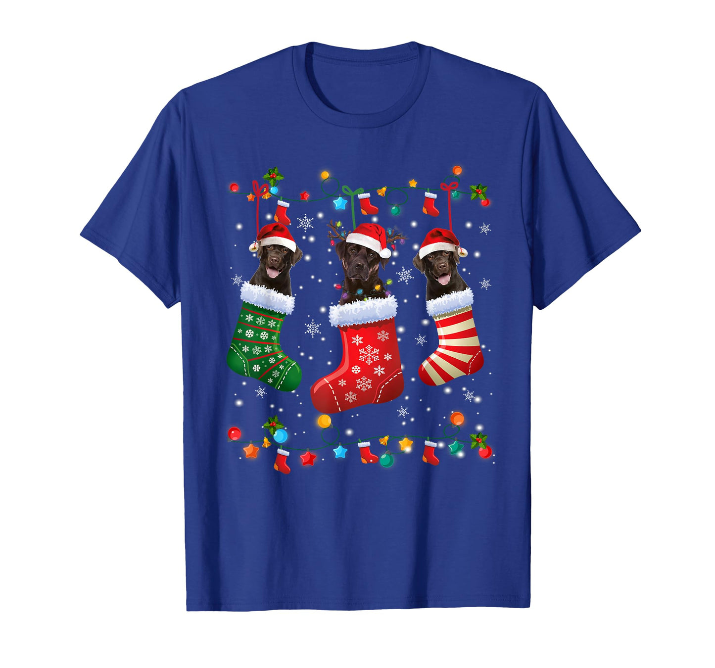 Christmas Socks Pajama Chocolate Lab Labrador Dog Lover Men Women Kids T-Shirt