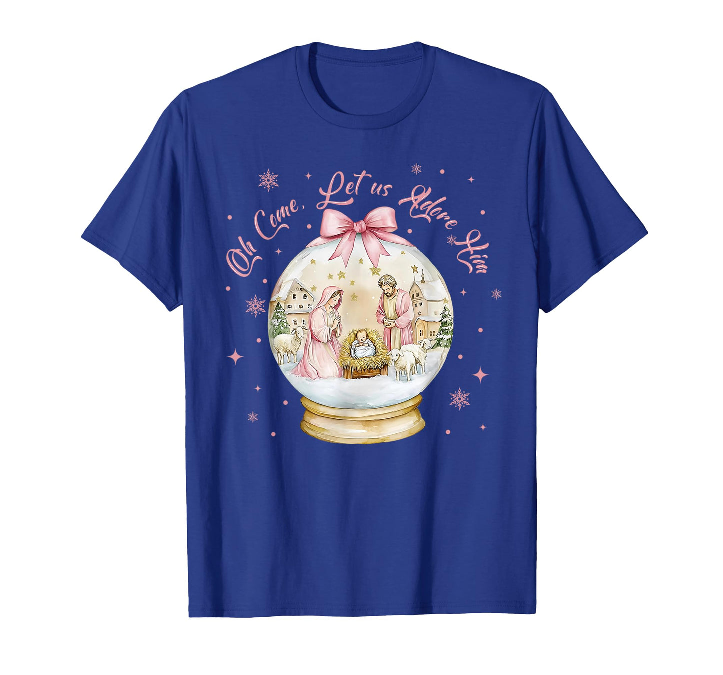 O Come Let Us Adore Him Christmas Christian Jesus Holiday T-Shirt
